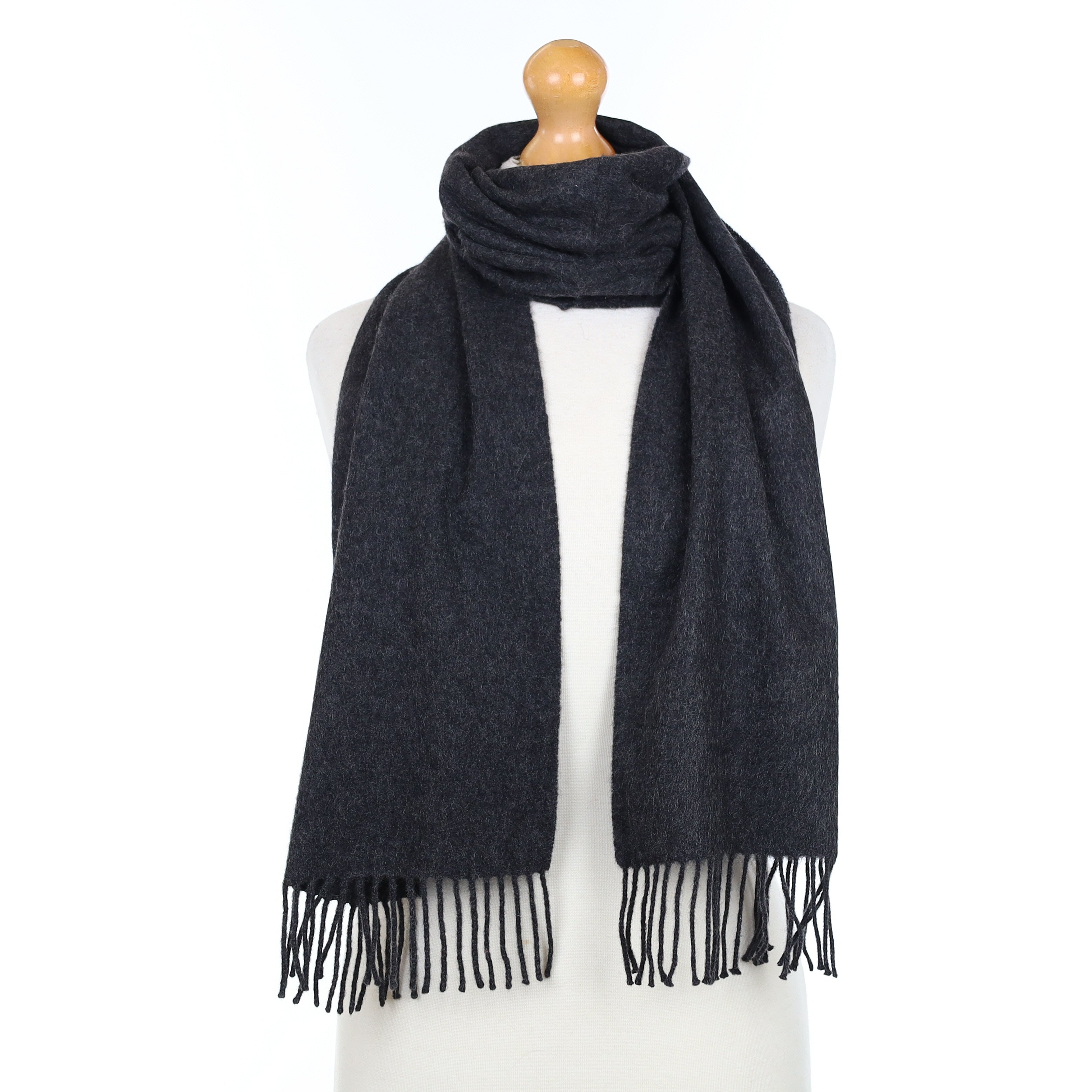 Charcoal Grey Cashmere Woven Scarf