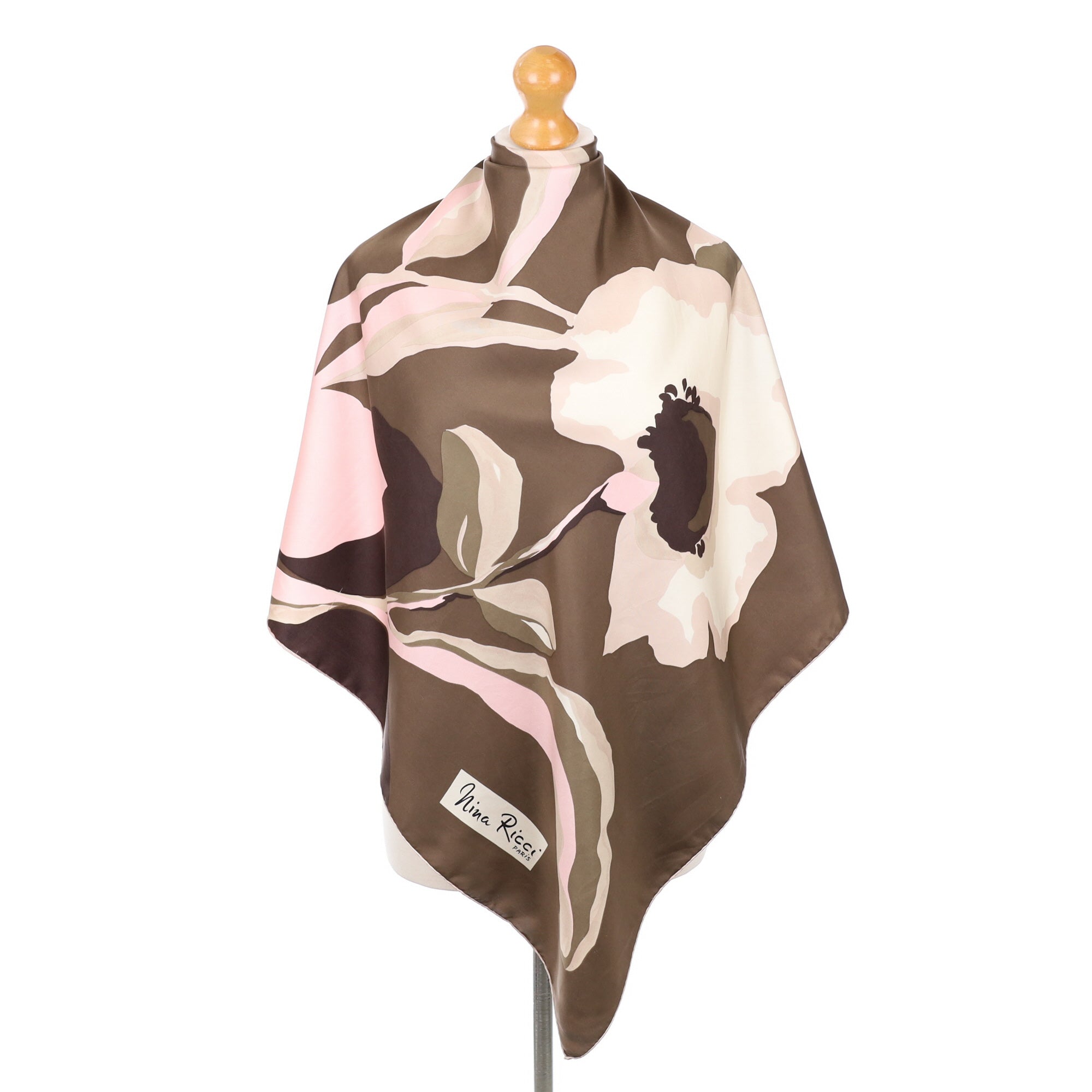Nina Ricci Vintage Abstract Floral Silk Scarf