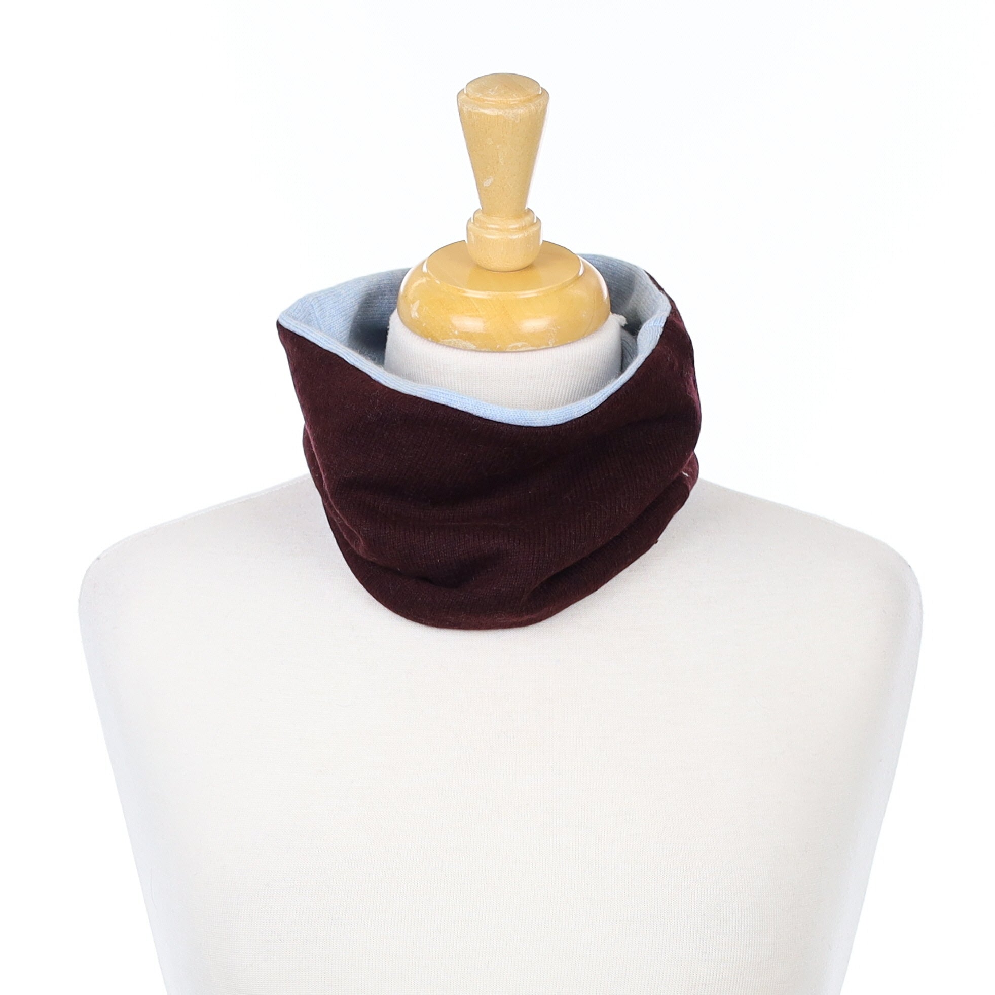 Wine Red and Sky Blue Neck Warmer