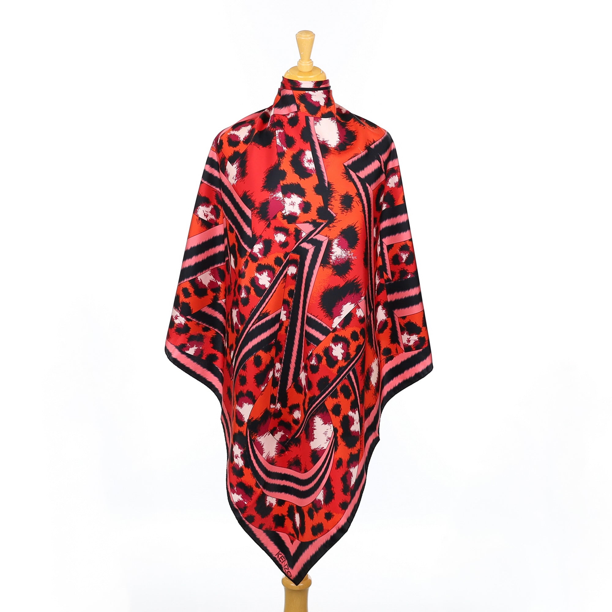 Brand New Kenzo Red Abstract Silk Scarf
