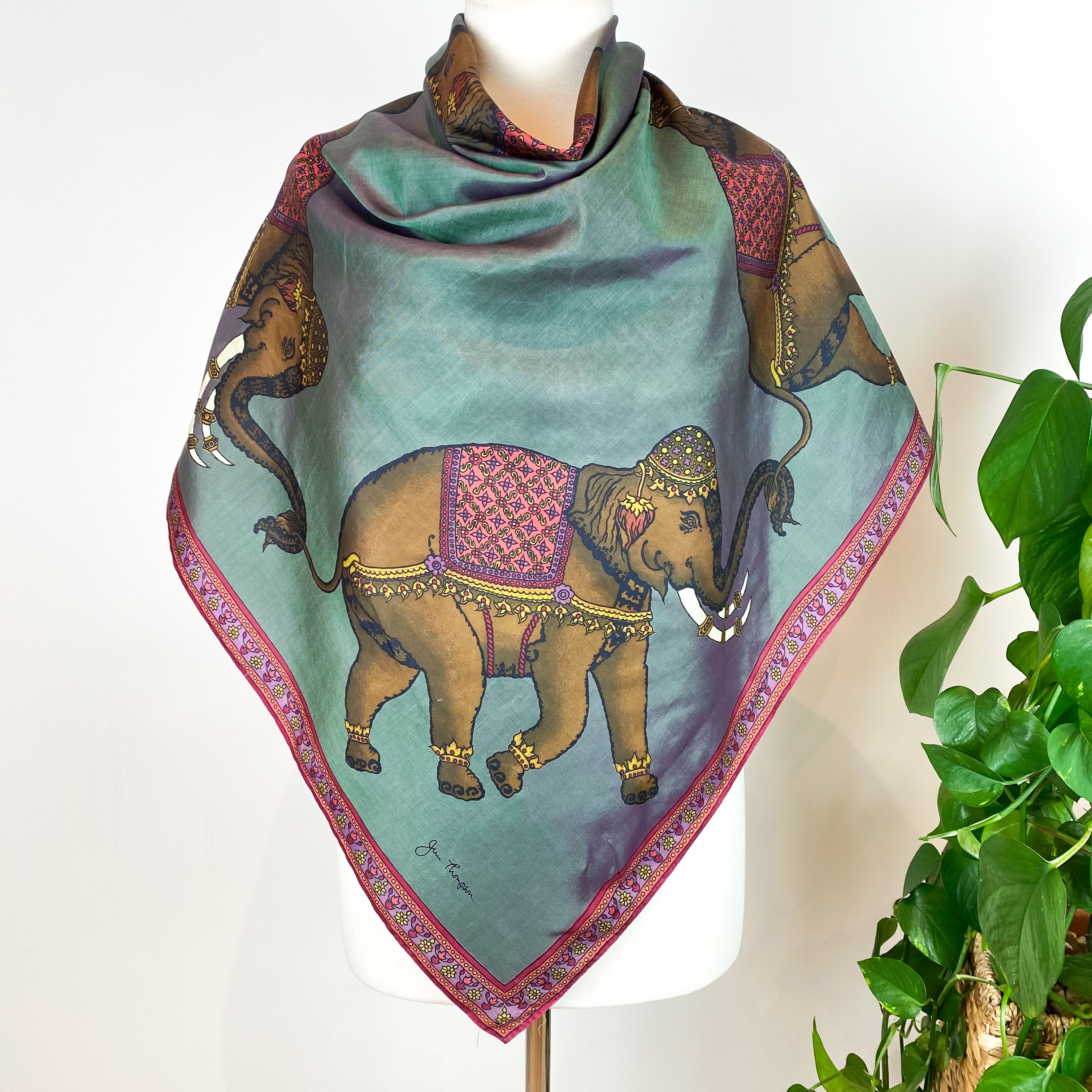 Jim Thompson Elephant Silk Scarf