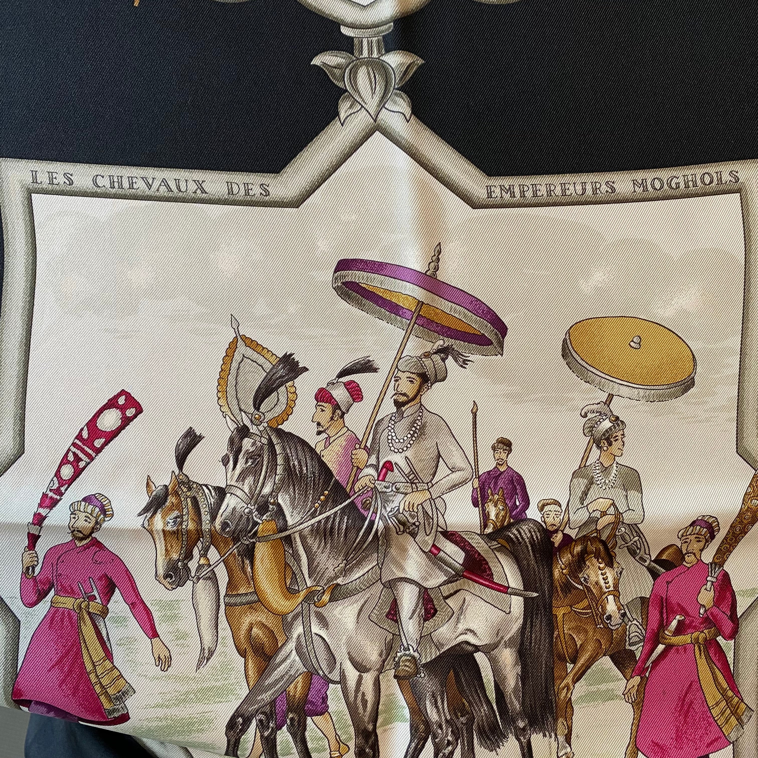 Hermès Les Chevaux des Empereurs Moghols Silk Scarf Quite Rare