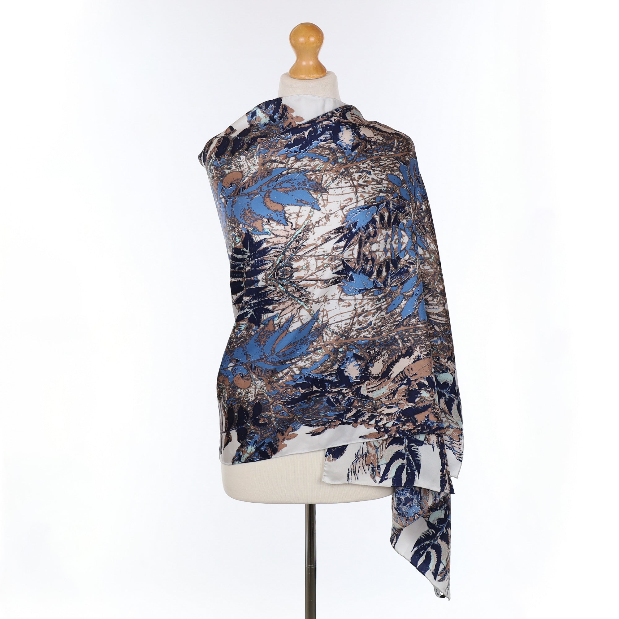 Bella Ballou Blue Abstract Silk Scarf