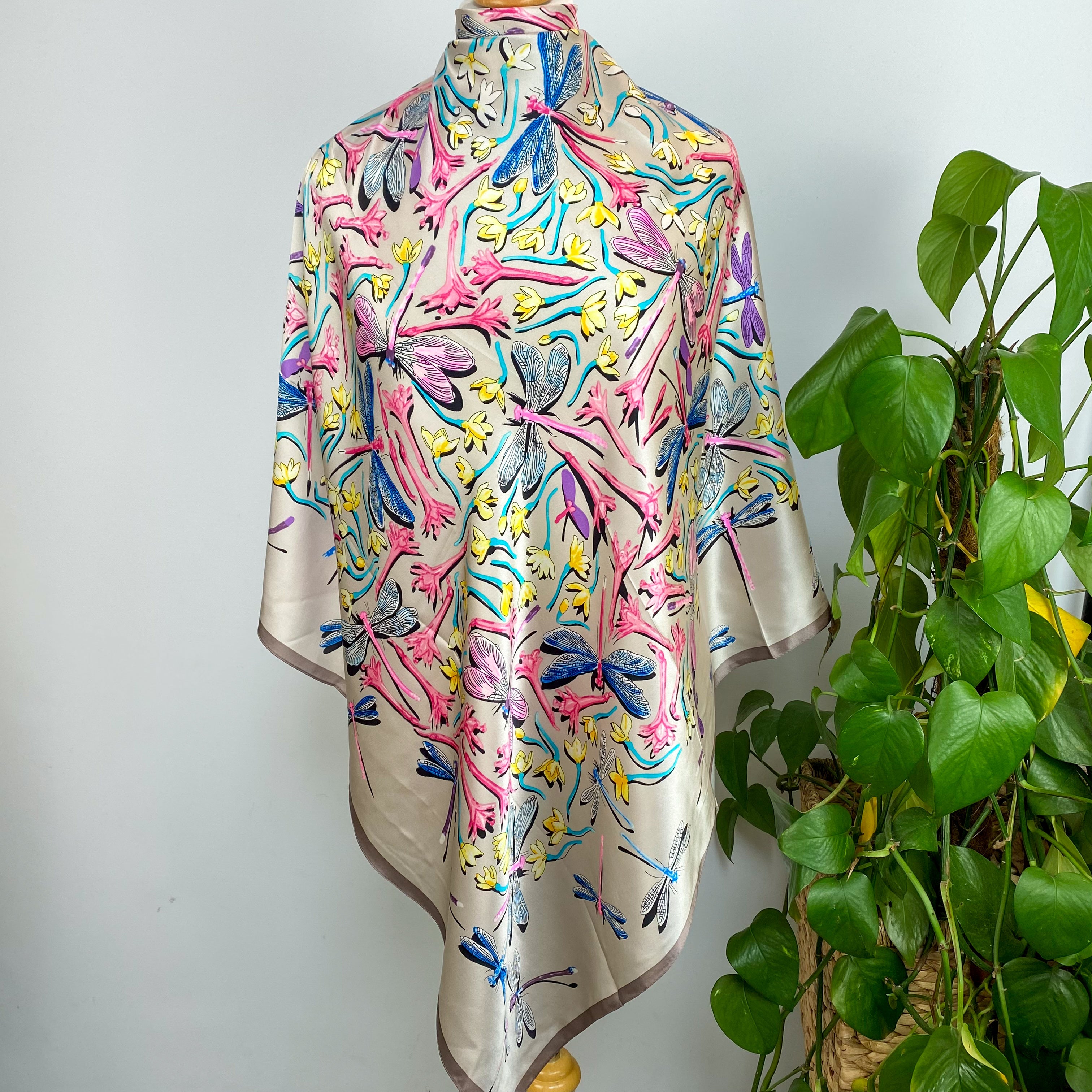 Dragonfly Design Silk Scarf
