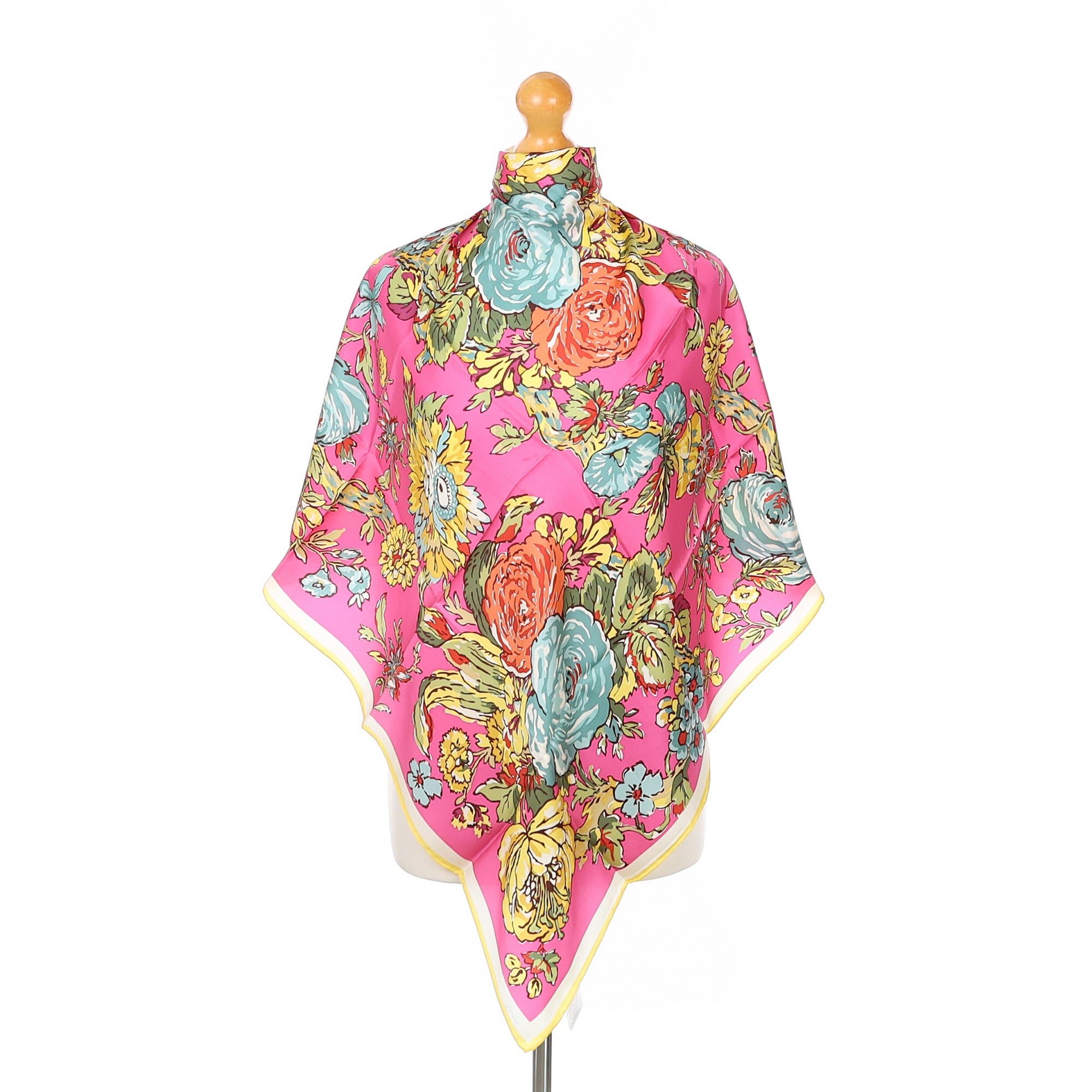 Joules Pink Floral Silk Scarf