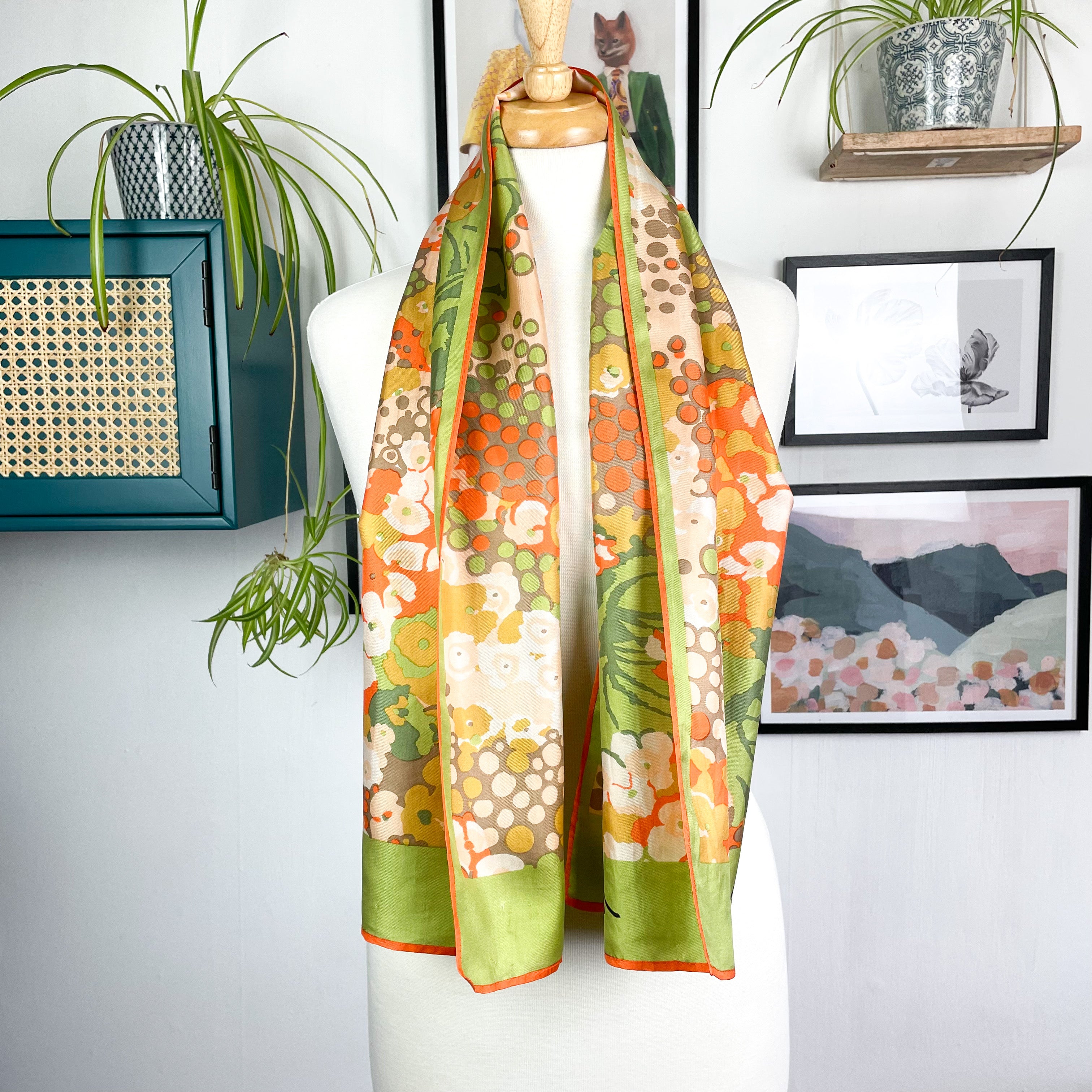 1970s Nina Ricci Floral Vintage Silk Scarf