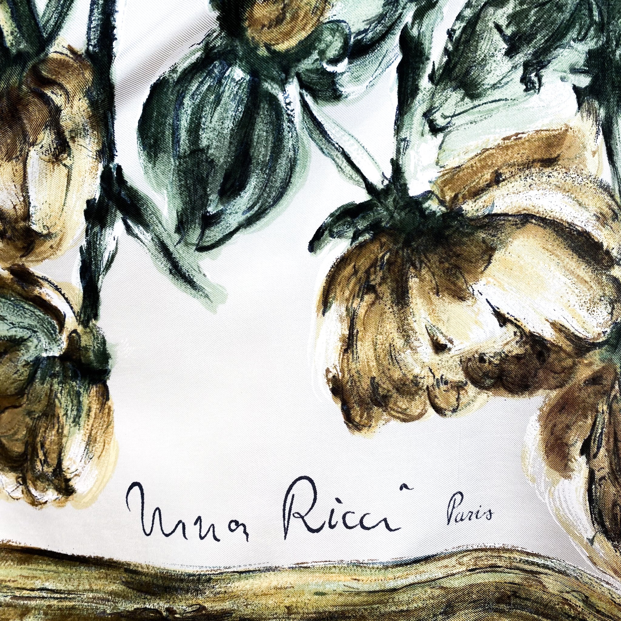 1960s Nina Ricci Floral Vintage Designer Silk Scarf