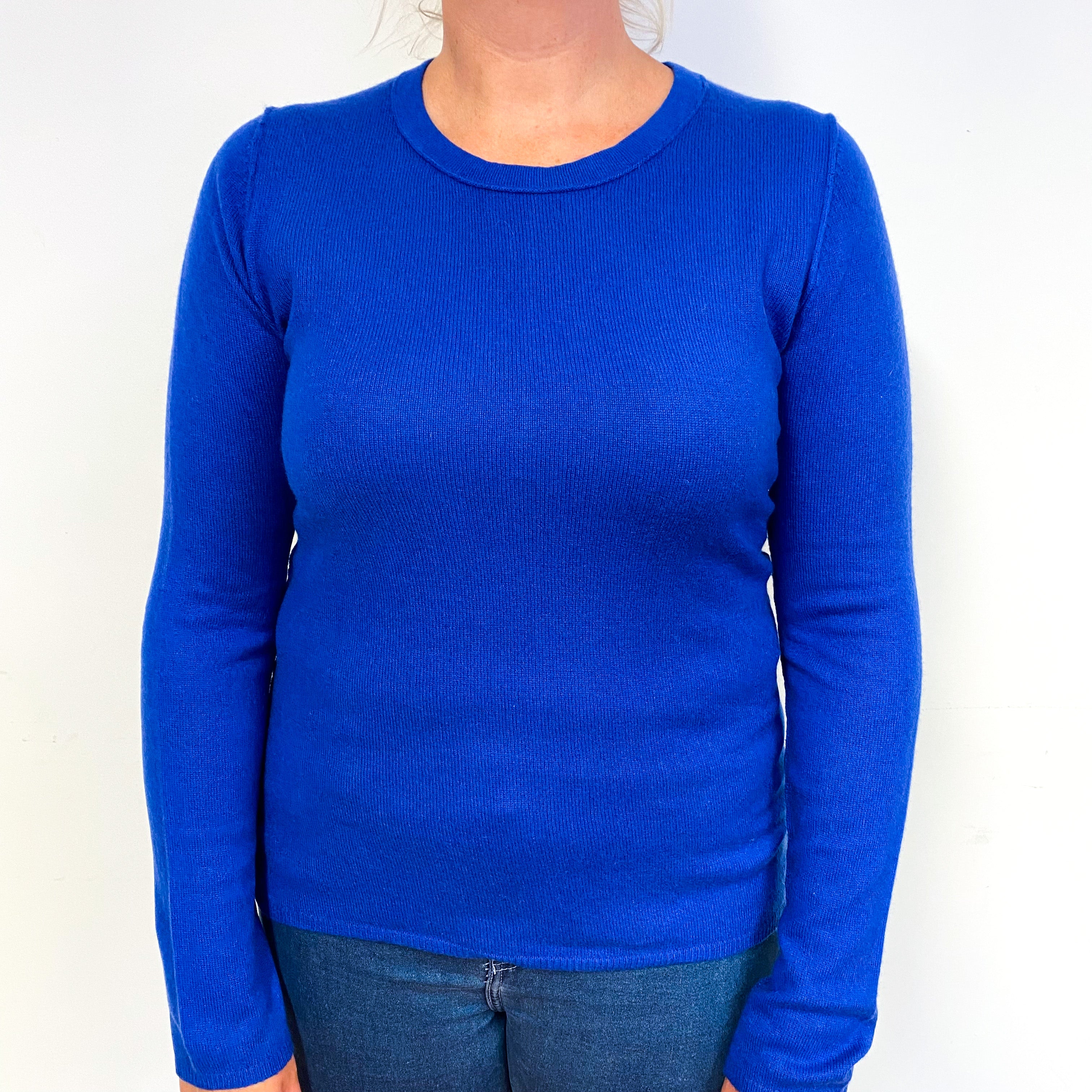 Cobalt Blue Cashmere Crew Neck Jumper Large