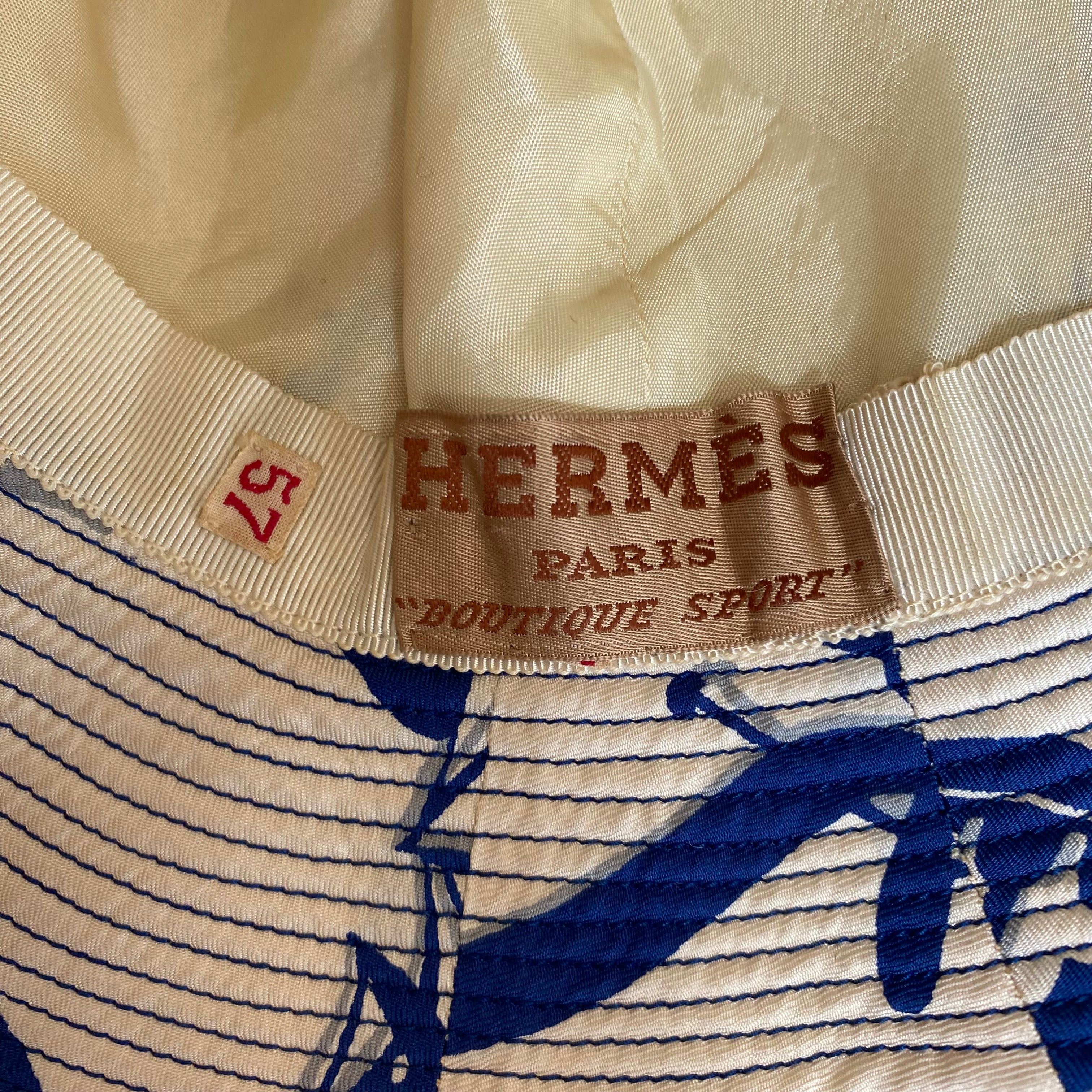 Boxed Hermès ‘Boutique Sport’ 1966 Vintage Silk Sun Hat