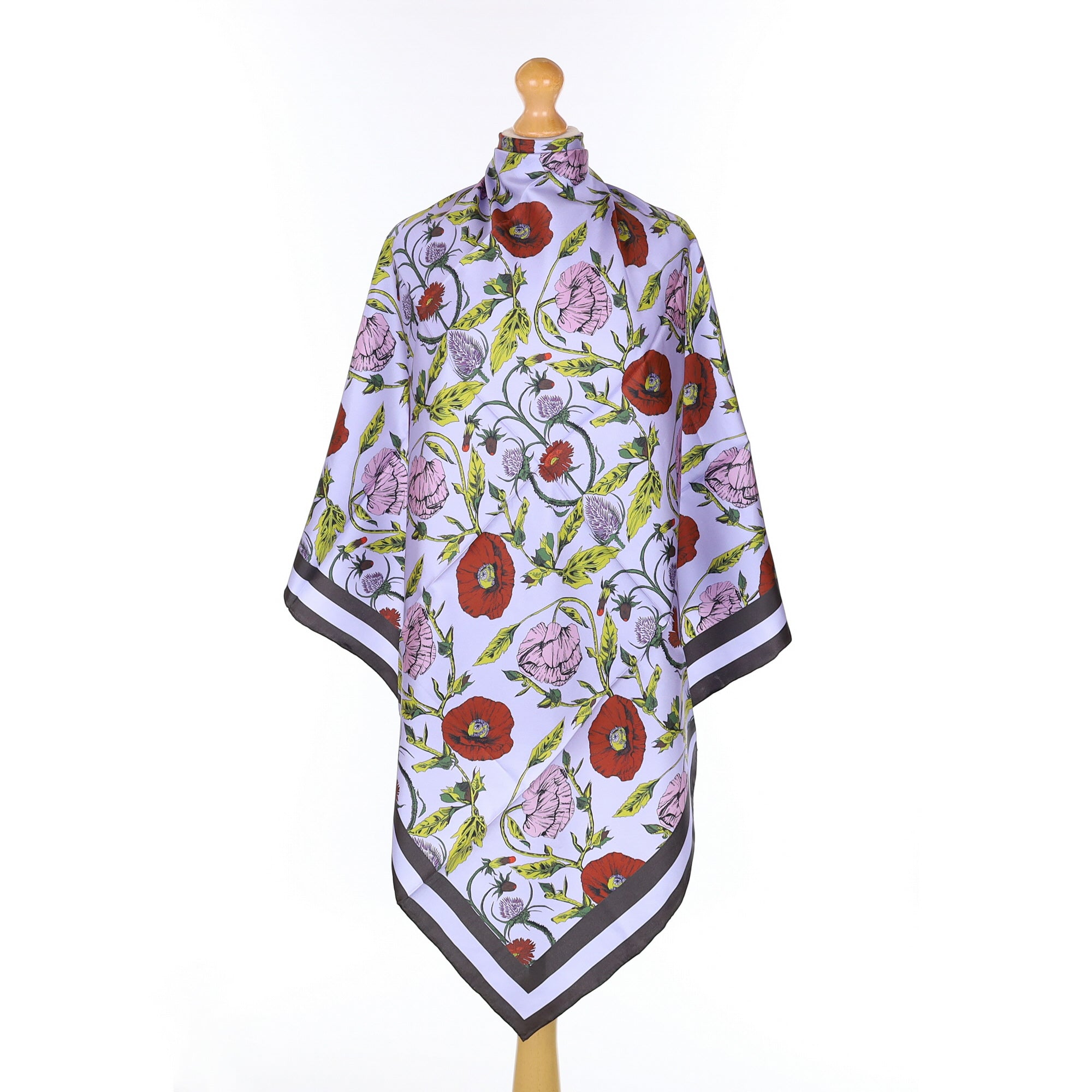 Brand New Lilac Floral Silk Scarf