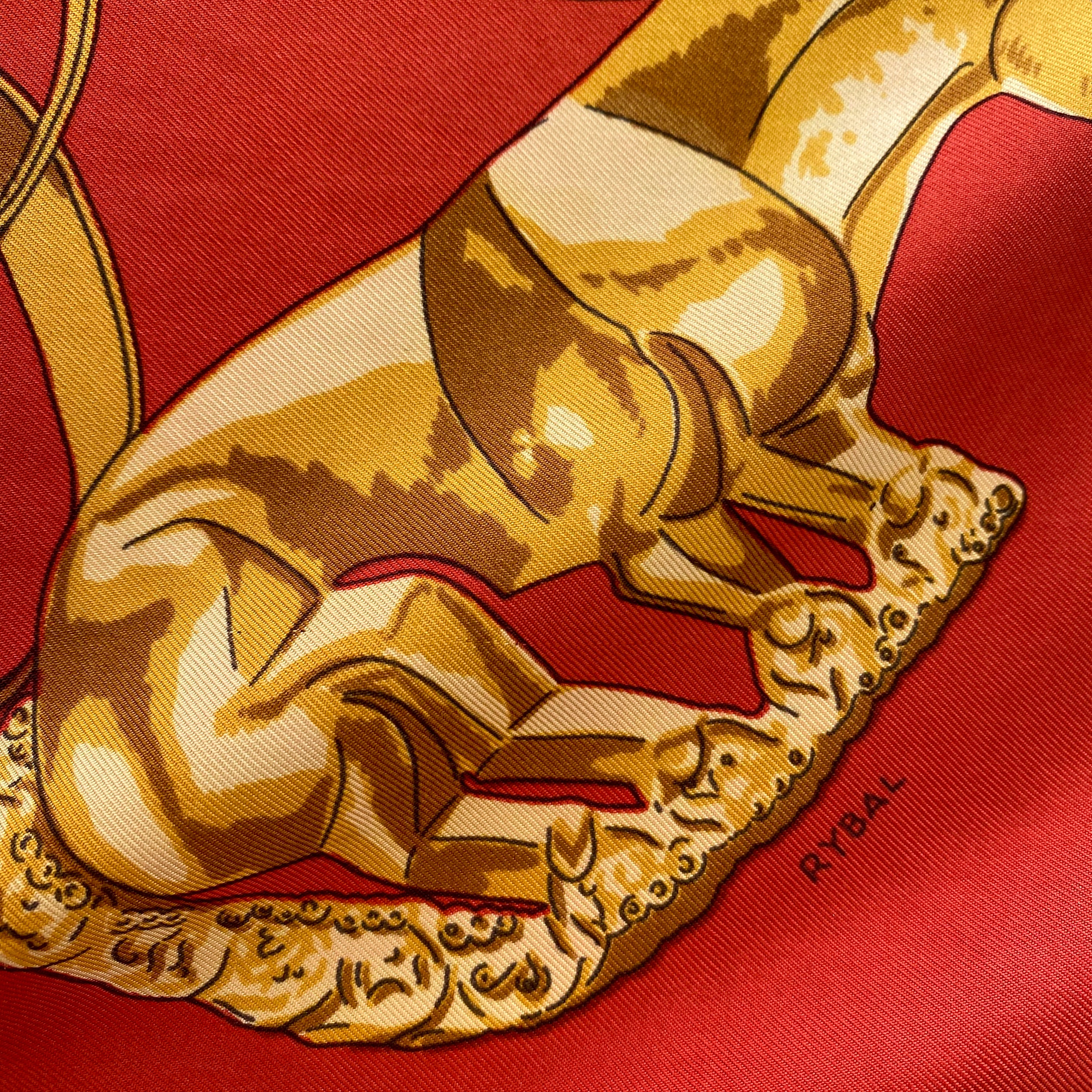 Hermès Les Cavaliers D’Or Vintage Silk Scarf