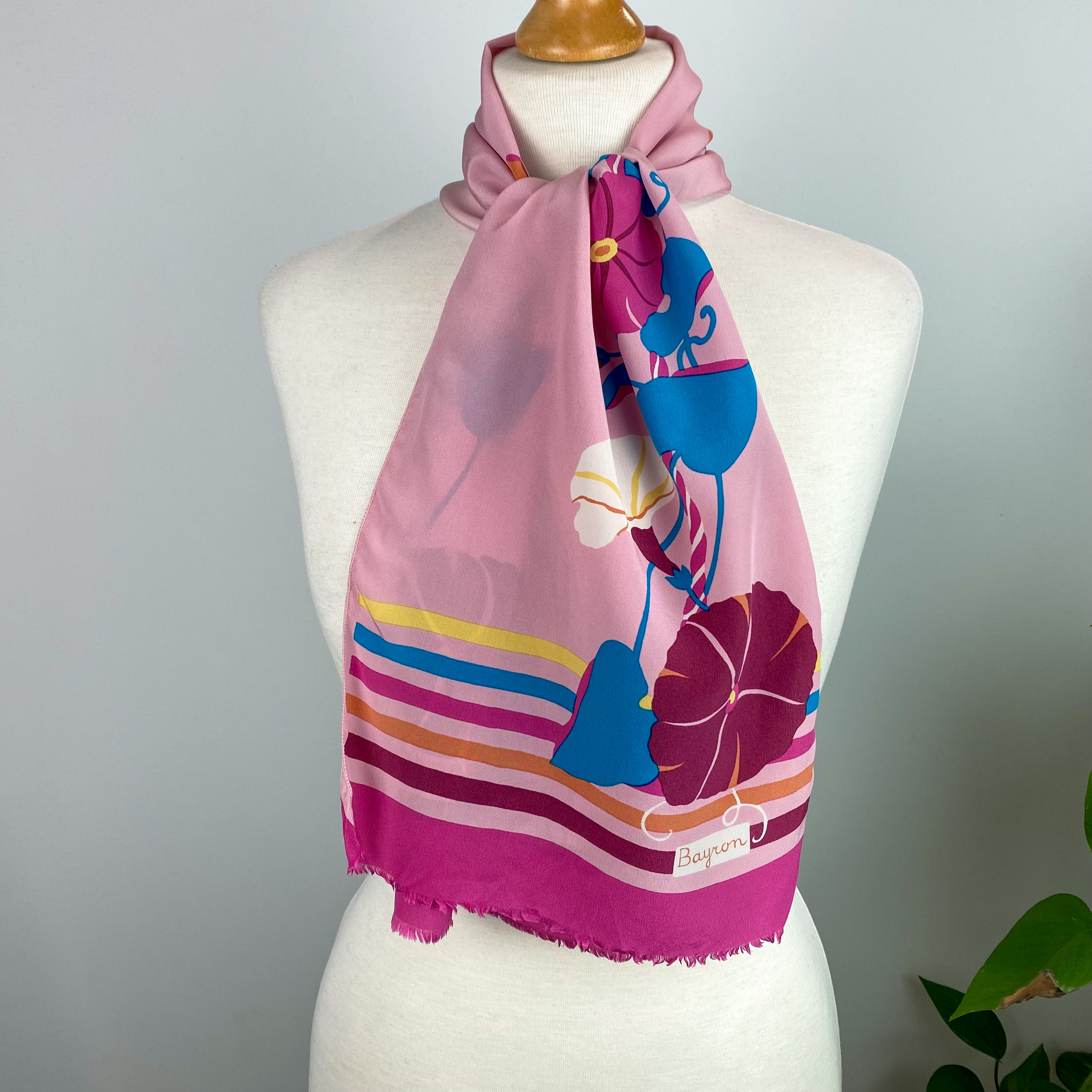 1970s Bayron Pink Vintage Silk Scarf
