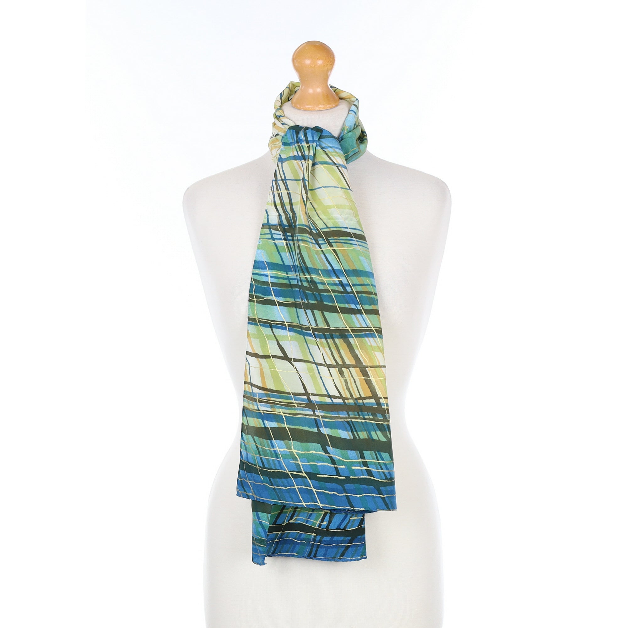 Brand New Jammers & Leufgen Blue Striped Silk Scarf