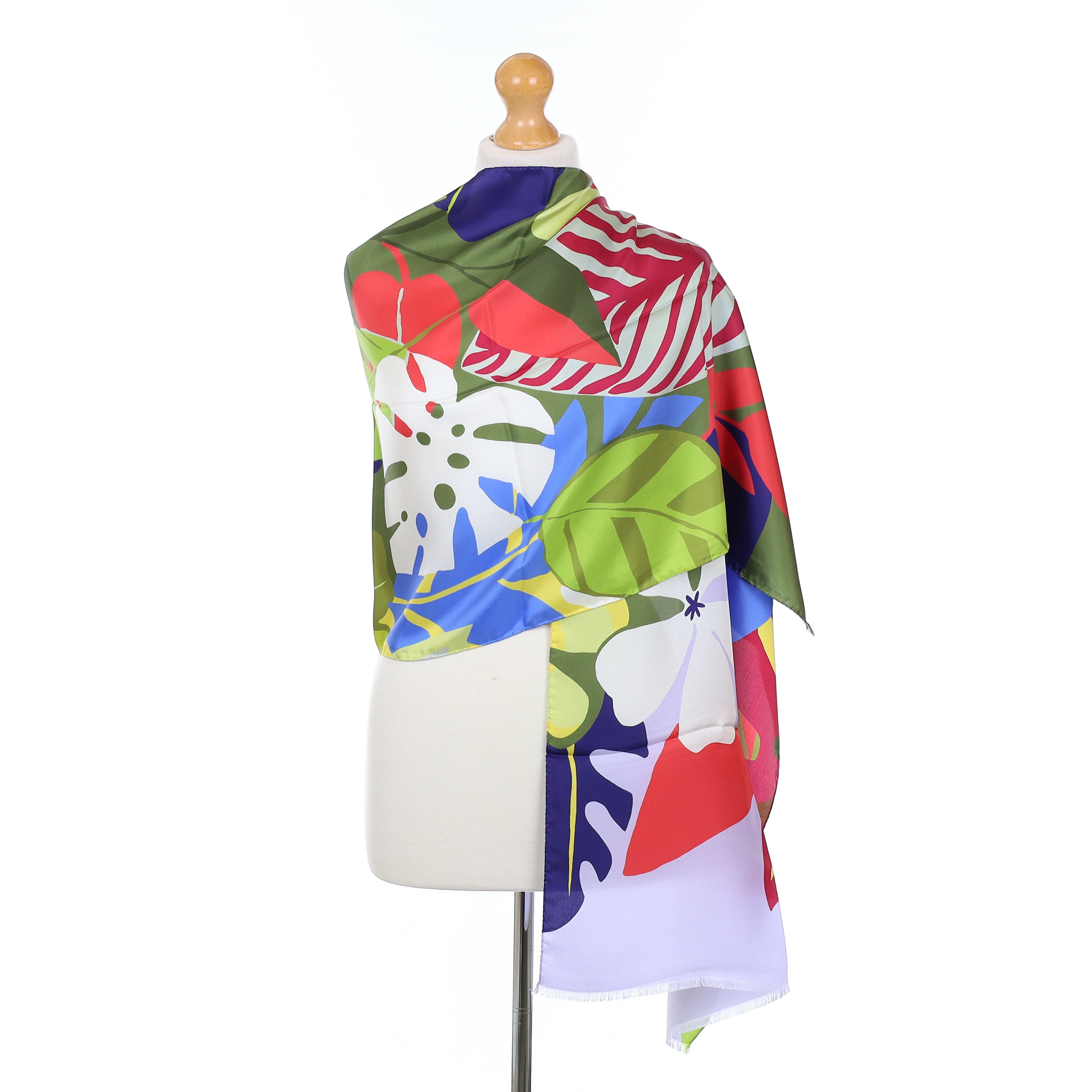 Brand New Italian Multicoloured Botanical Silk Wrap