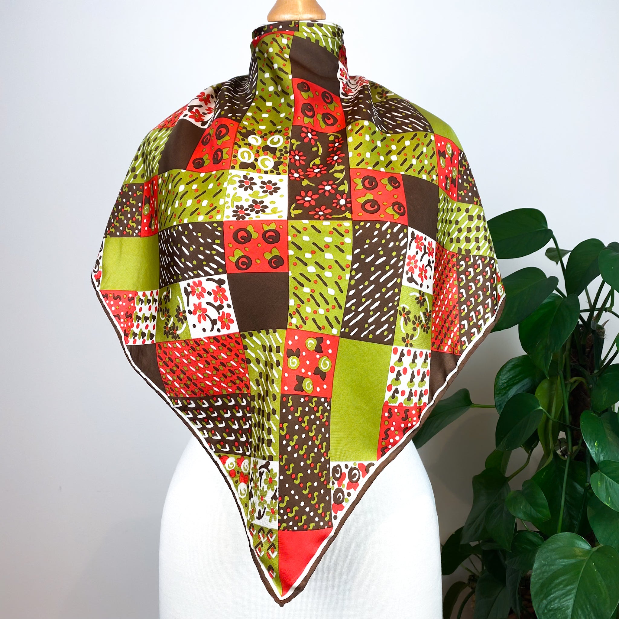 1970’s Abstract Floral Vintage Silk Scarf