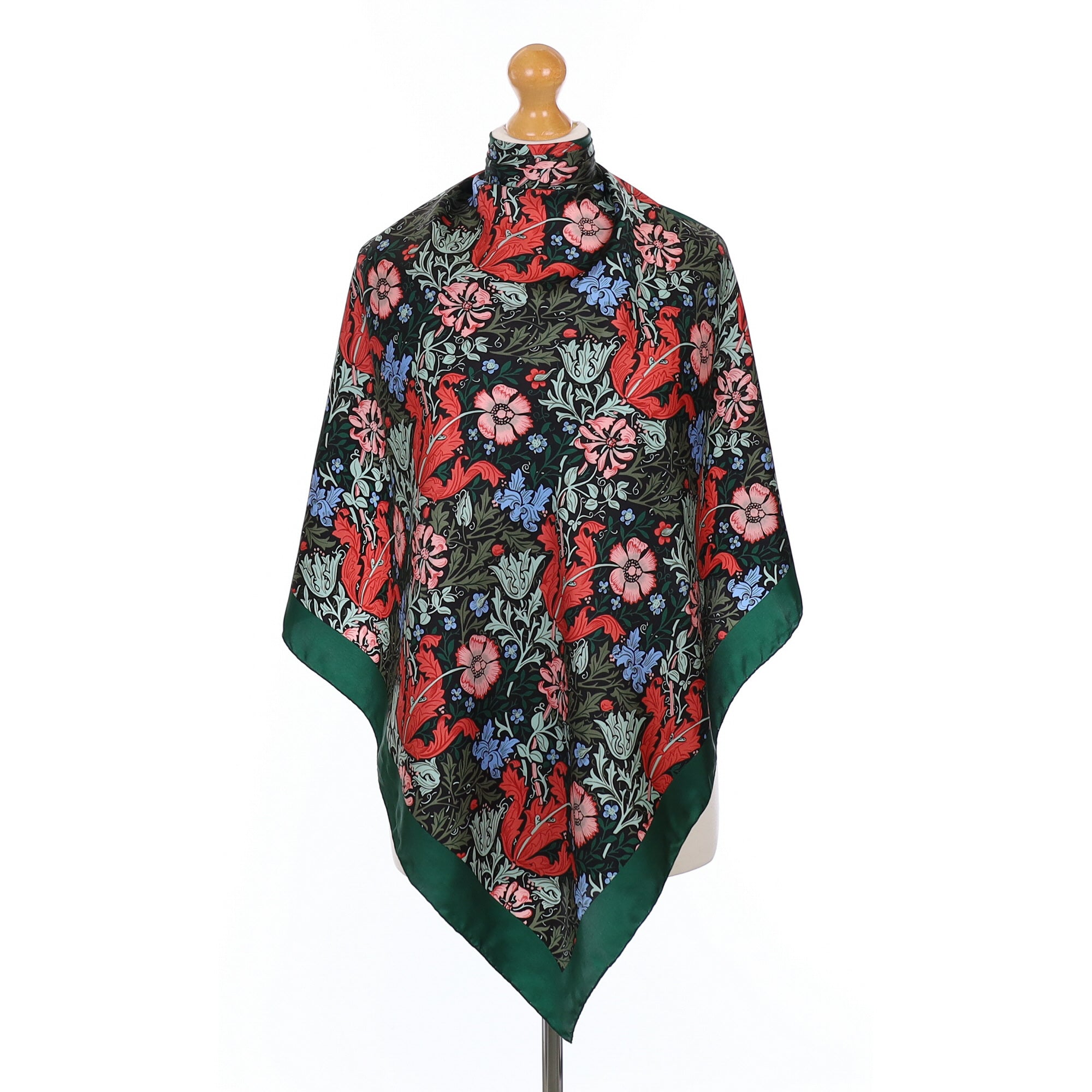 1980’s Beckford Silk Green Floral Vintage Silk Scarf