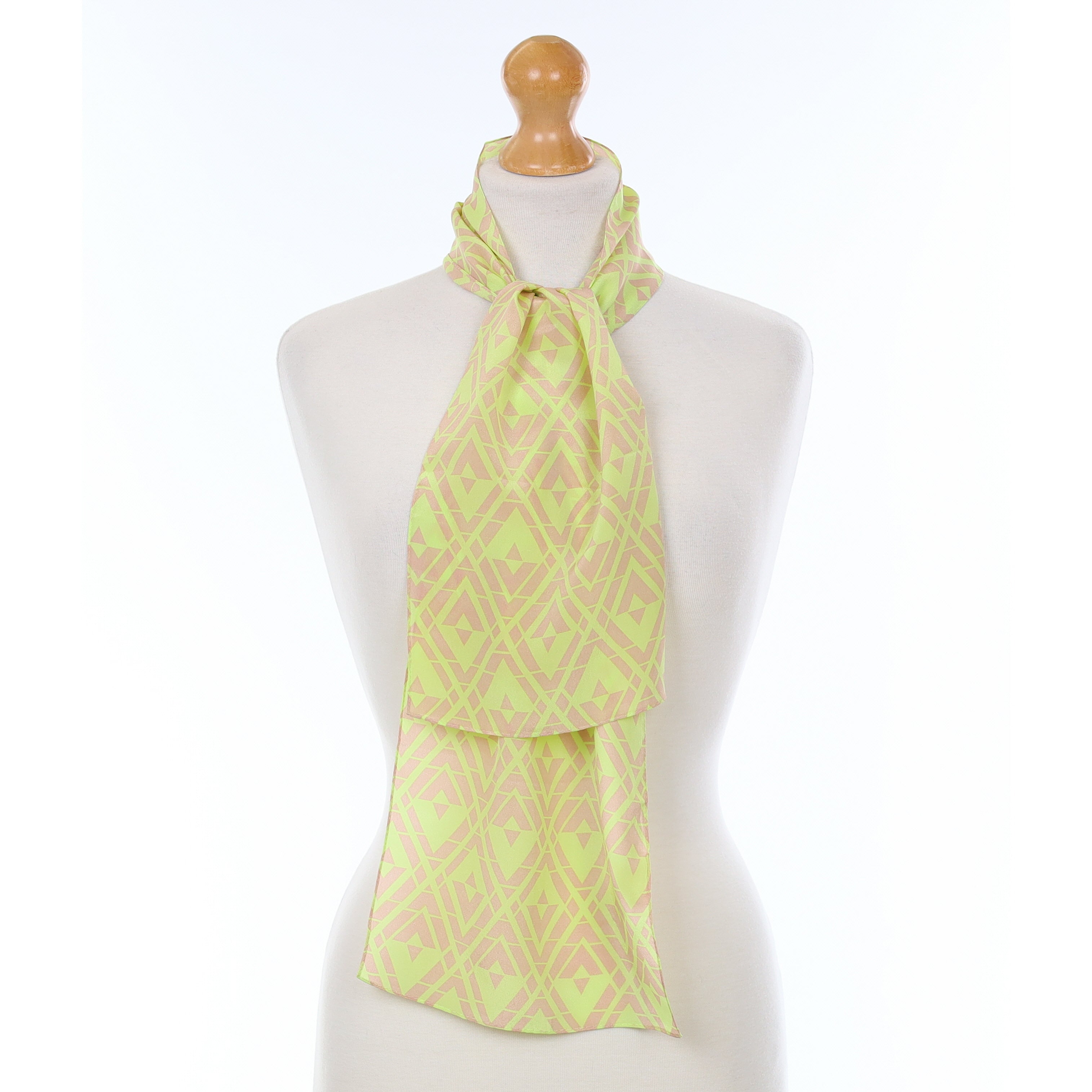 Neon Green Art Deco Silk Scarf