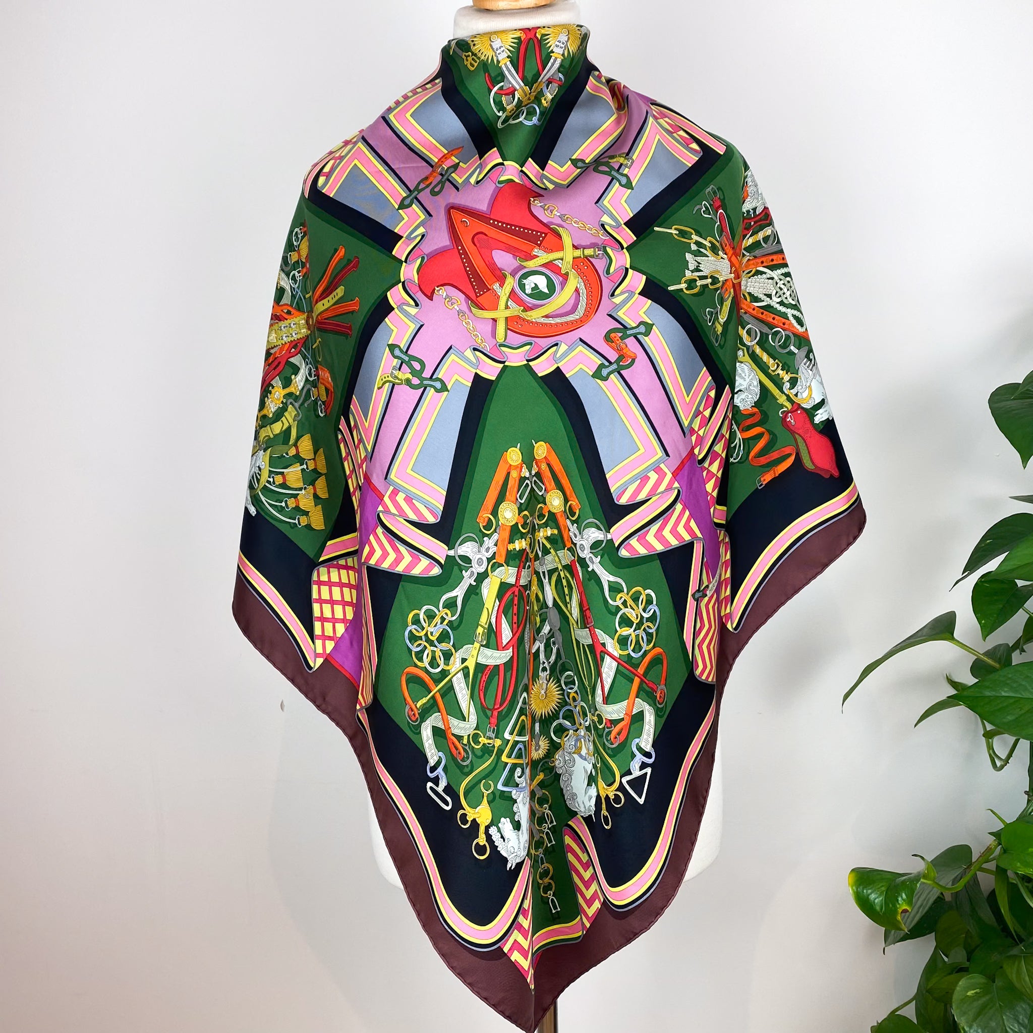 Unworn Boxed Hermes Bouquets Sellier Designer Silk Scarf