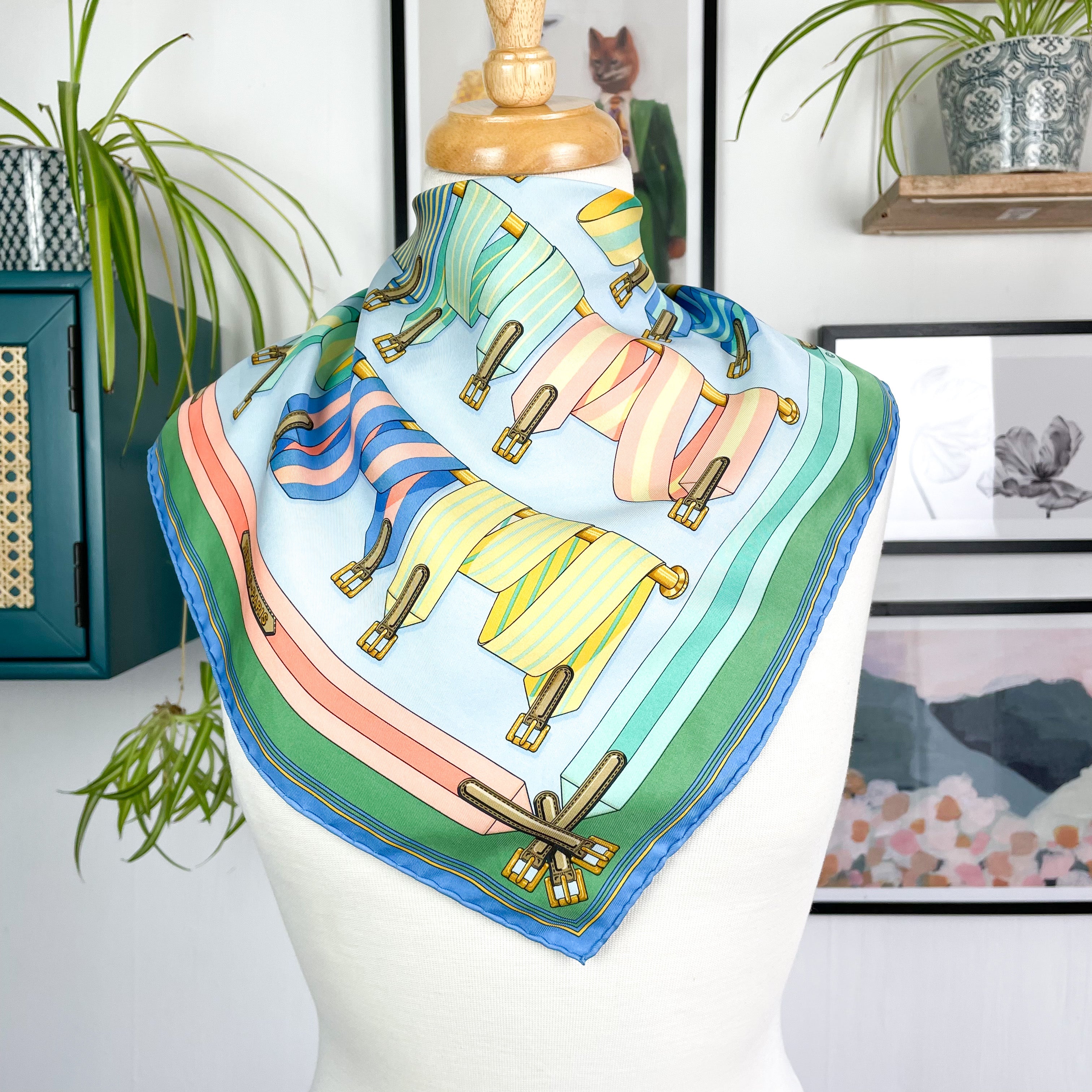 Hermes Carre Sangles Belt Design 45 cm Silk Scarf