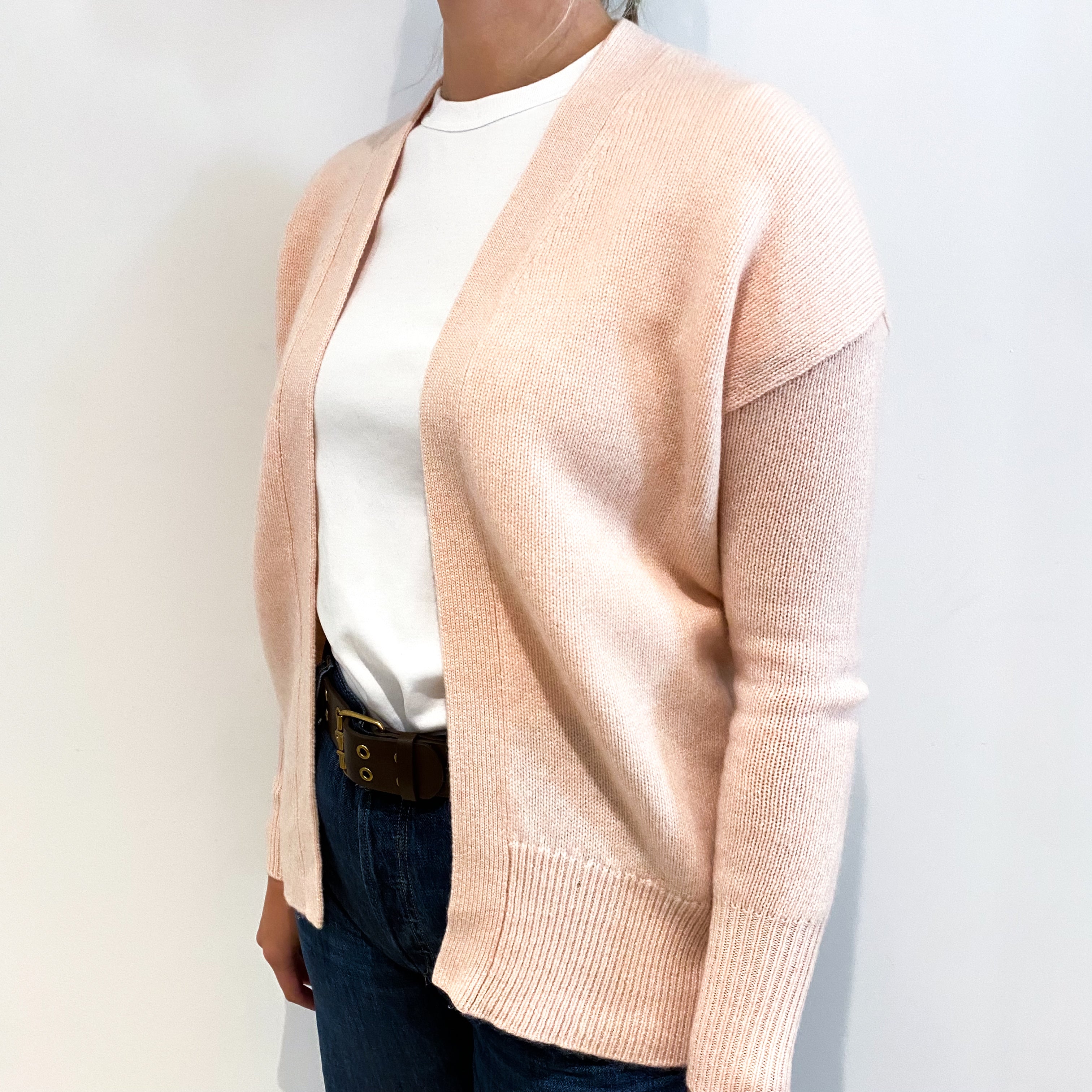 Magaschoni Pale Pink Cashmere Edge to Edge Cardigan Small