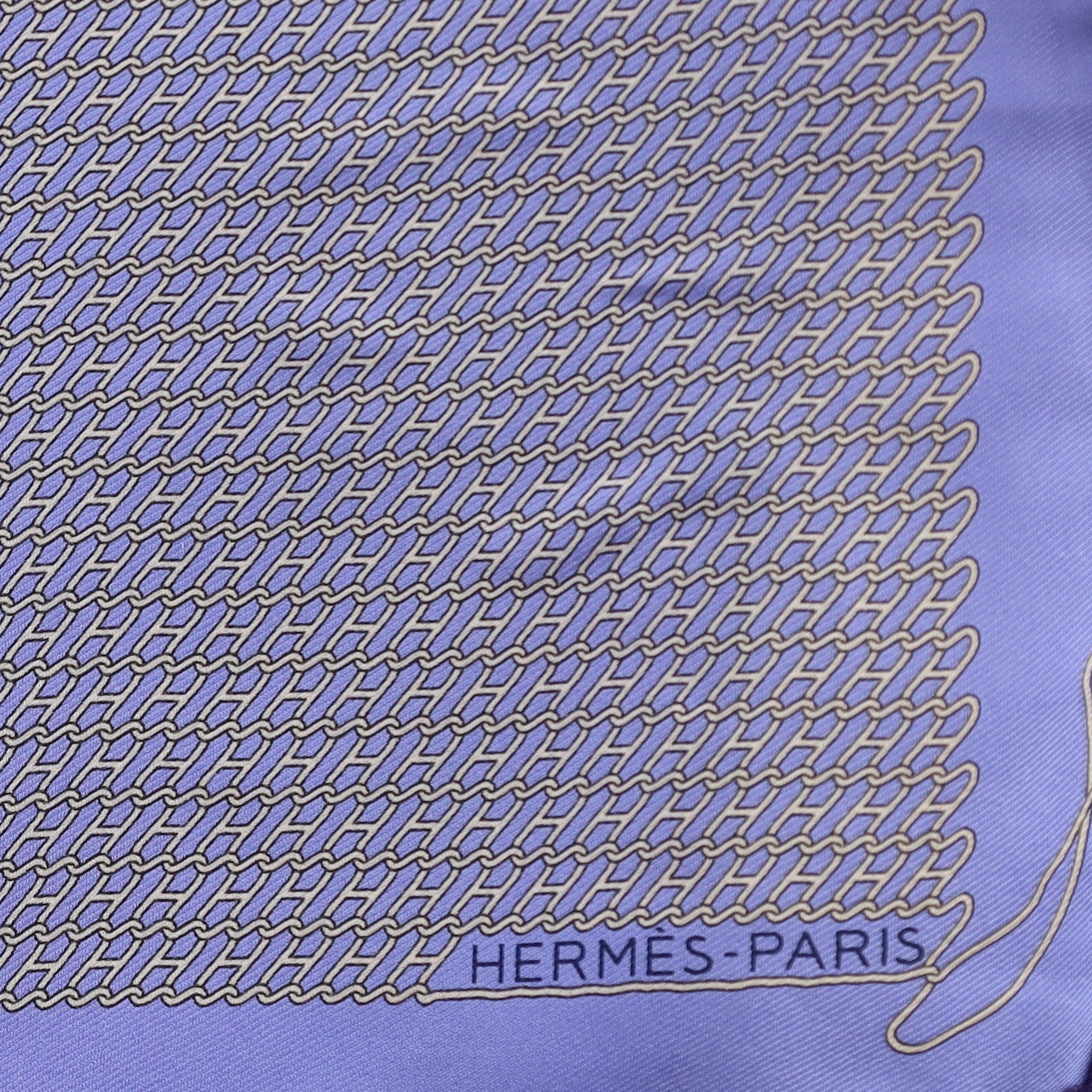 Hermès Light Blue Anchor Chain 42 Silk Scarf