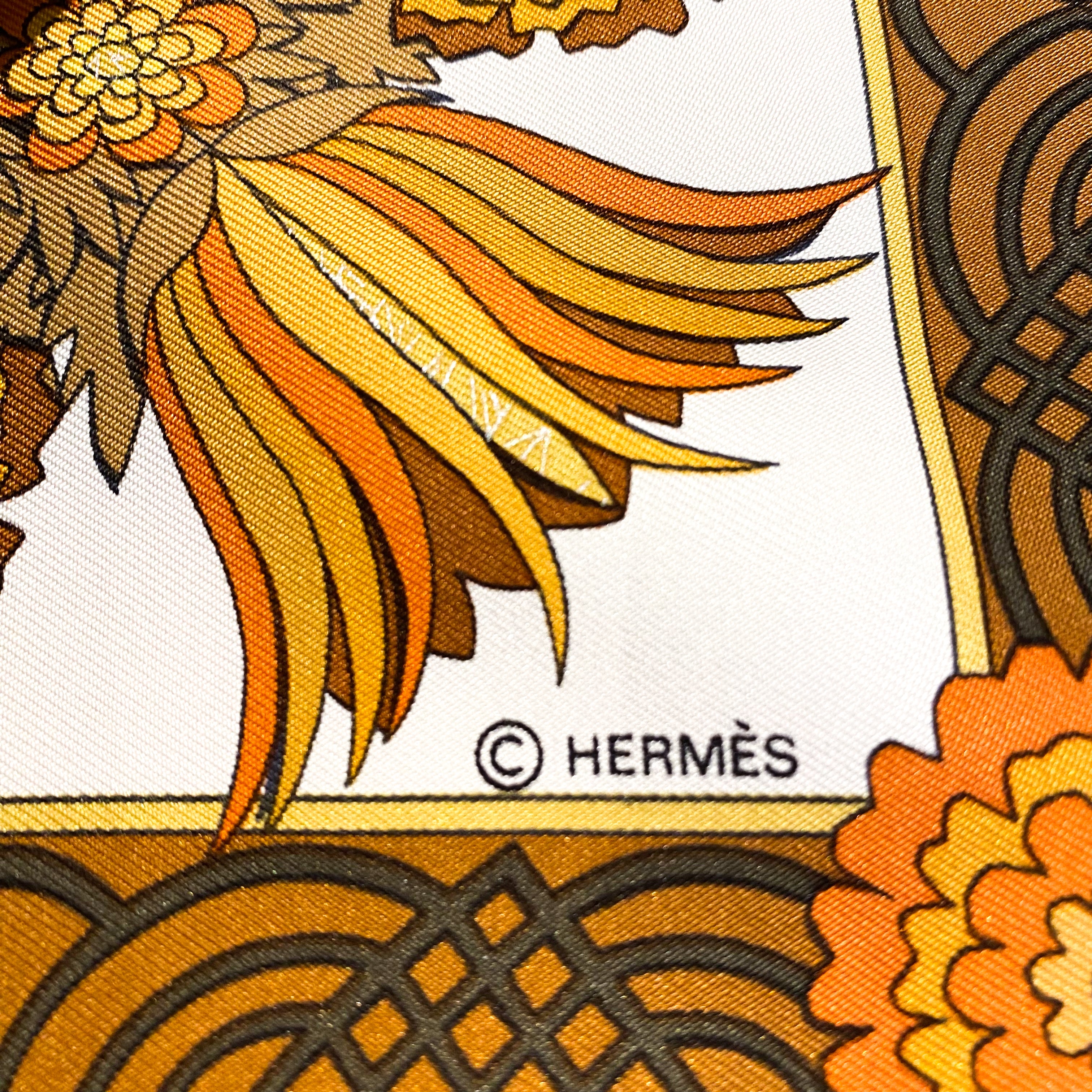 Boxed Hermes Decoupages 1997 Designer Silk Scarf