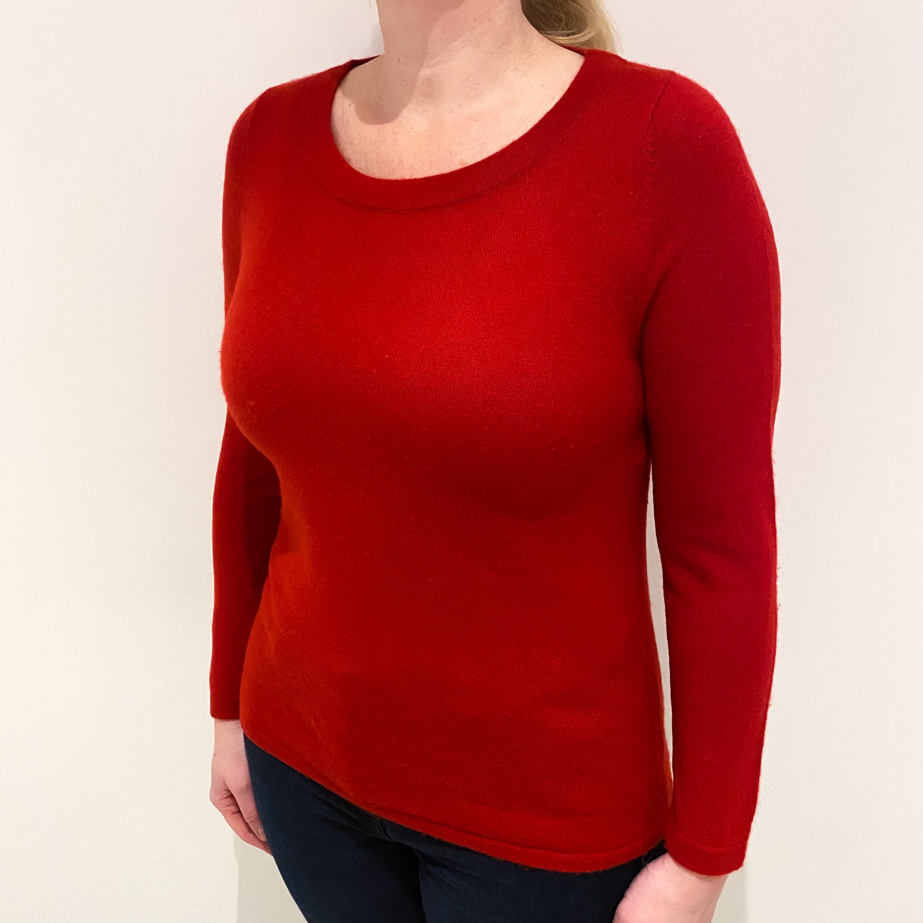 Post Box Red Cashmere Crew Neck Jumper Large