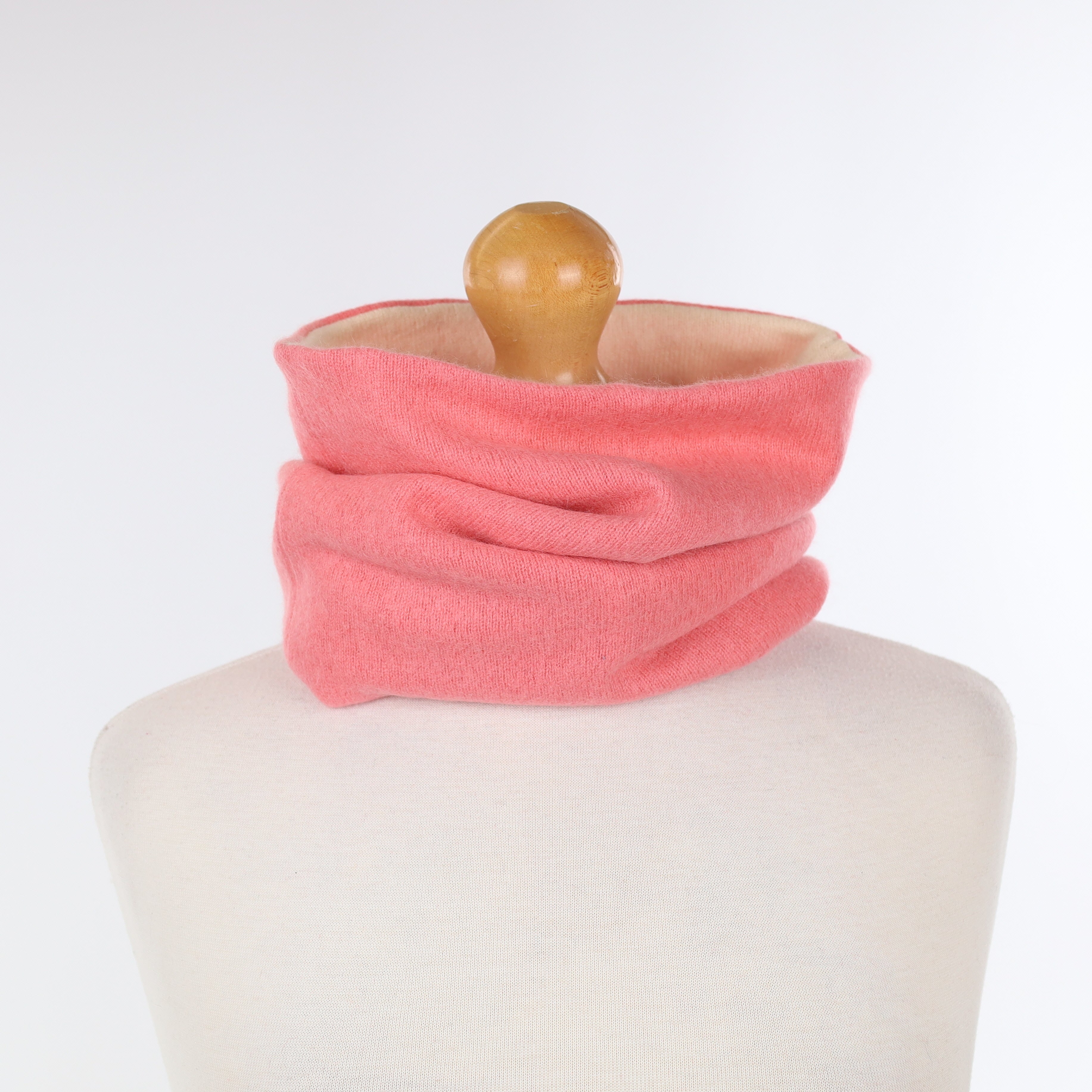 Flamingo Pink and Cream Luxury Double Layered Snood