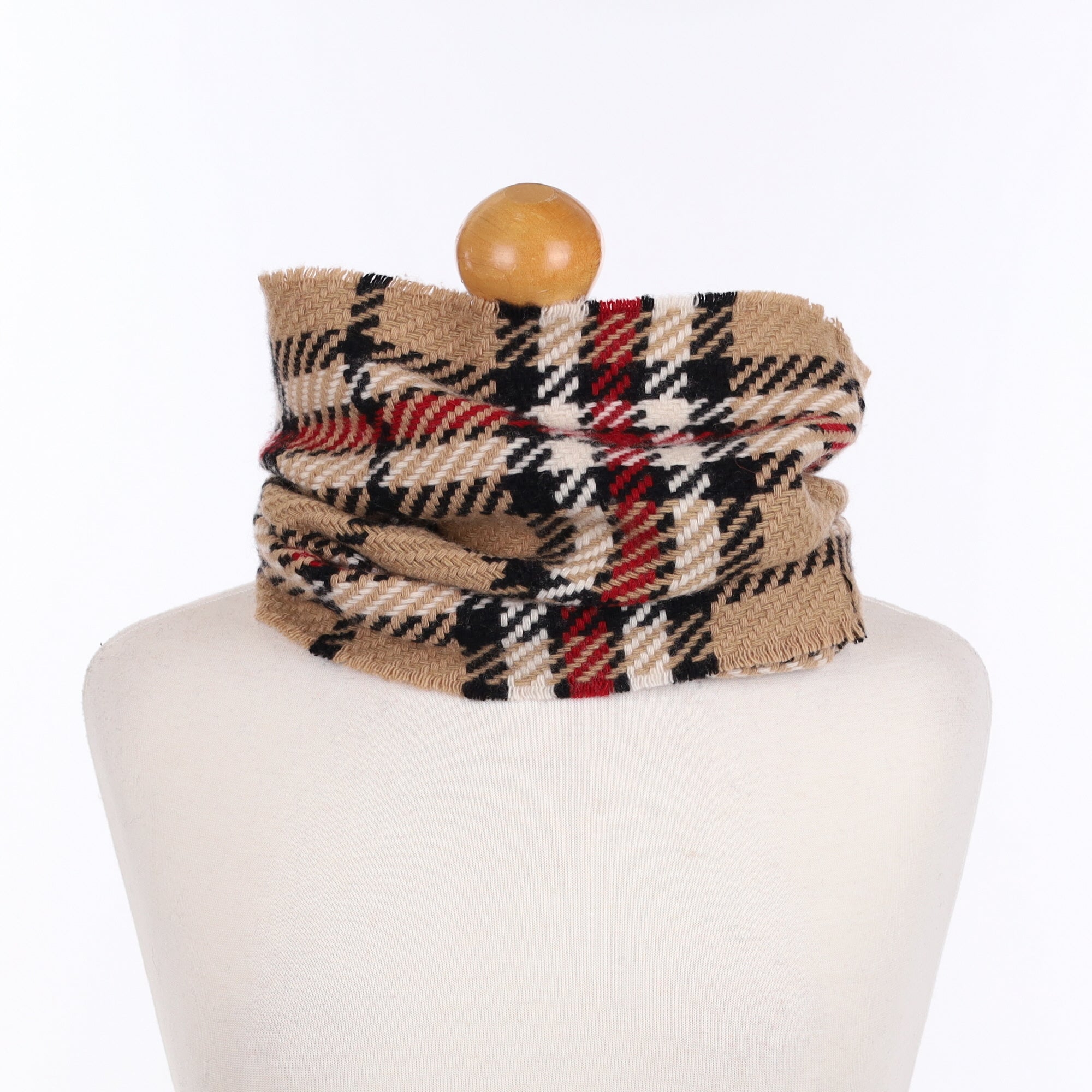 Brand New Scottish Camel Tartan Cashmere Snood