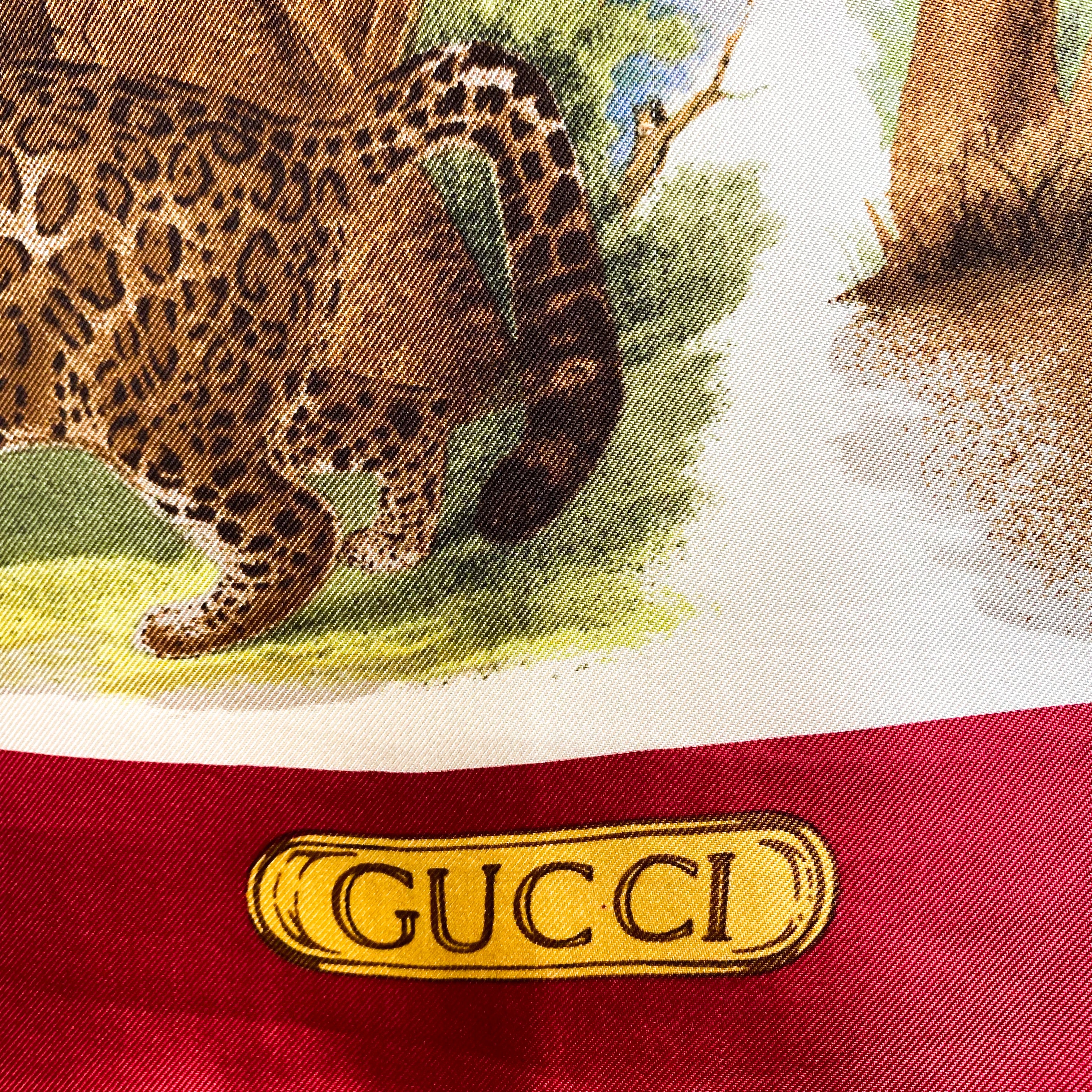 1970s Gucci Animal Kingdom Vintage Silk Scarf