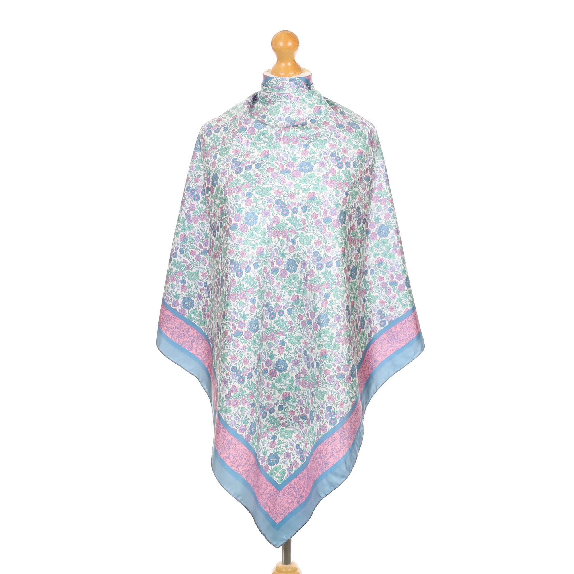 Brand New Boxed Ladycrow Blue Floral Silk Scarf