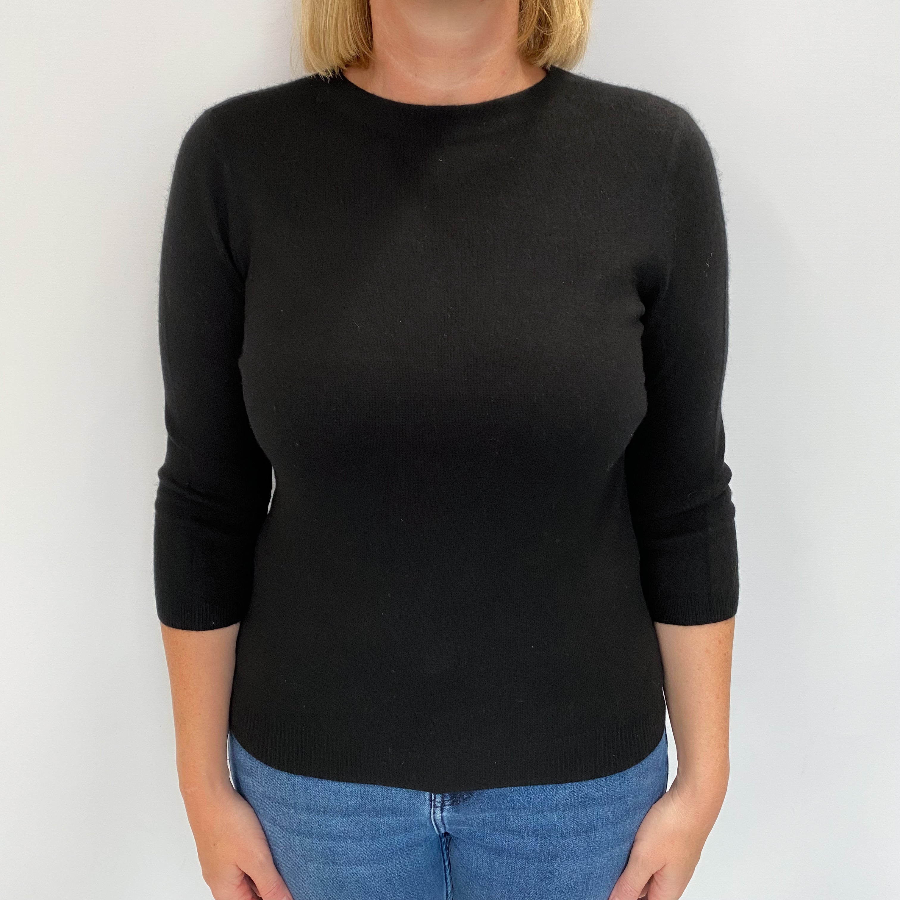 Black Cashmere Crew Neck Jumper Large