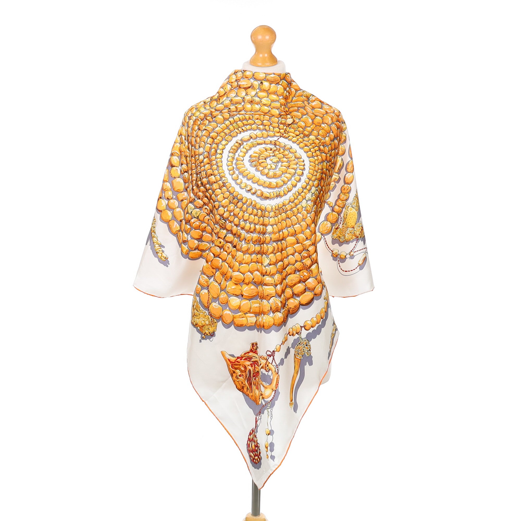 Brand New Orange Bead Design Silk Scarf