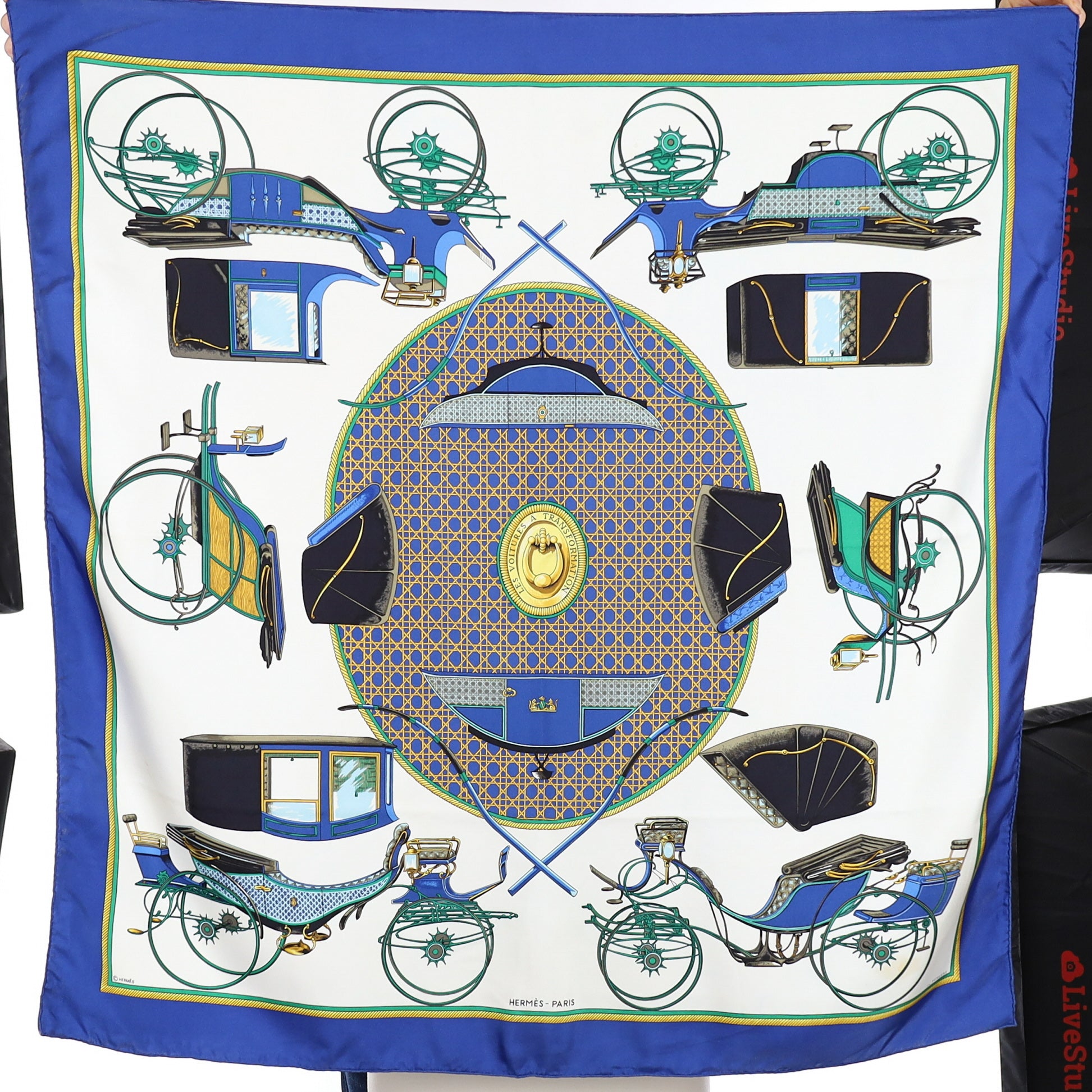 Hermès Les Voitures a Transformation Silk Scarf