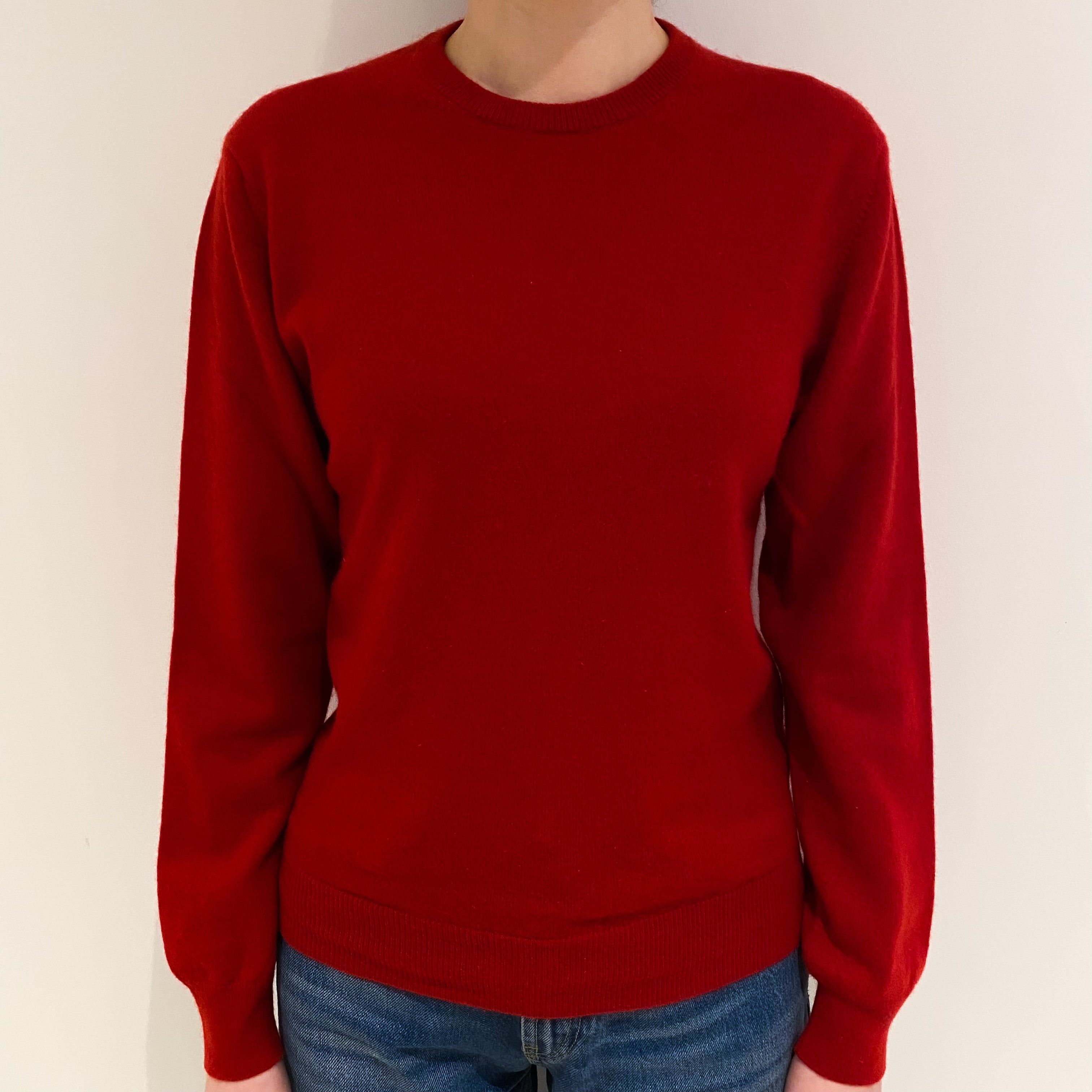 Post Box Red Cashmere Crew Neck Jumper Extra Small