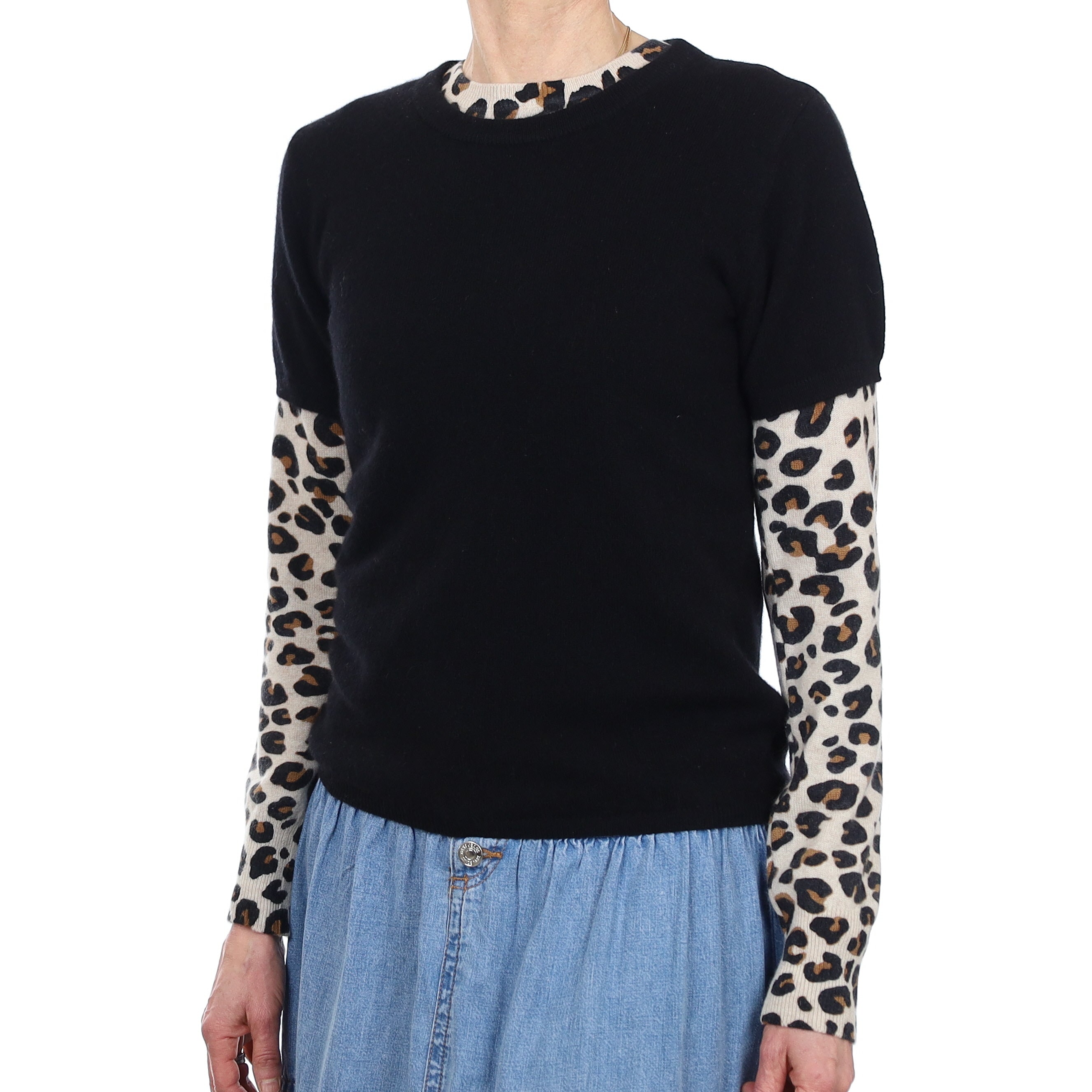 Brand New Black Cashmere Crew Neck T-Shirt Extra Small UK 6-8