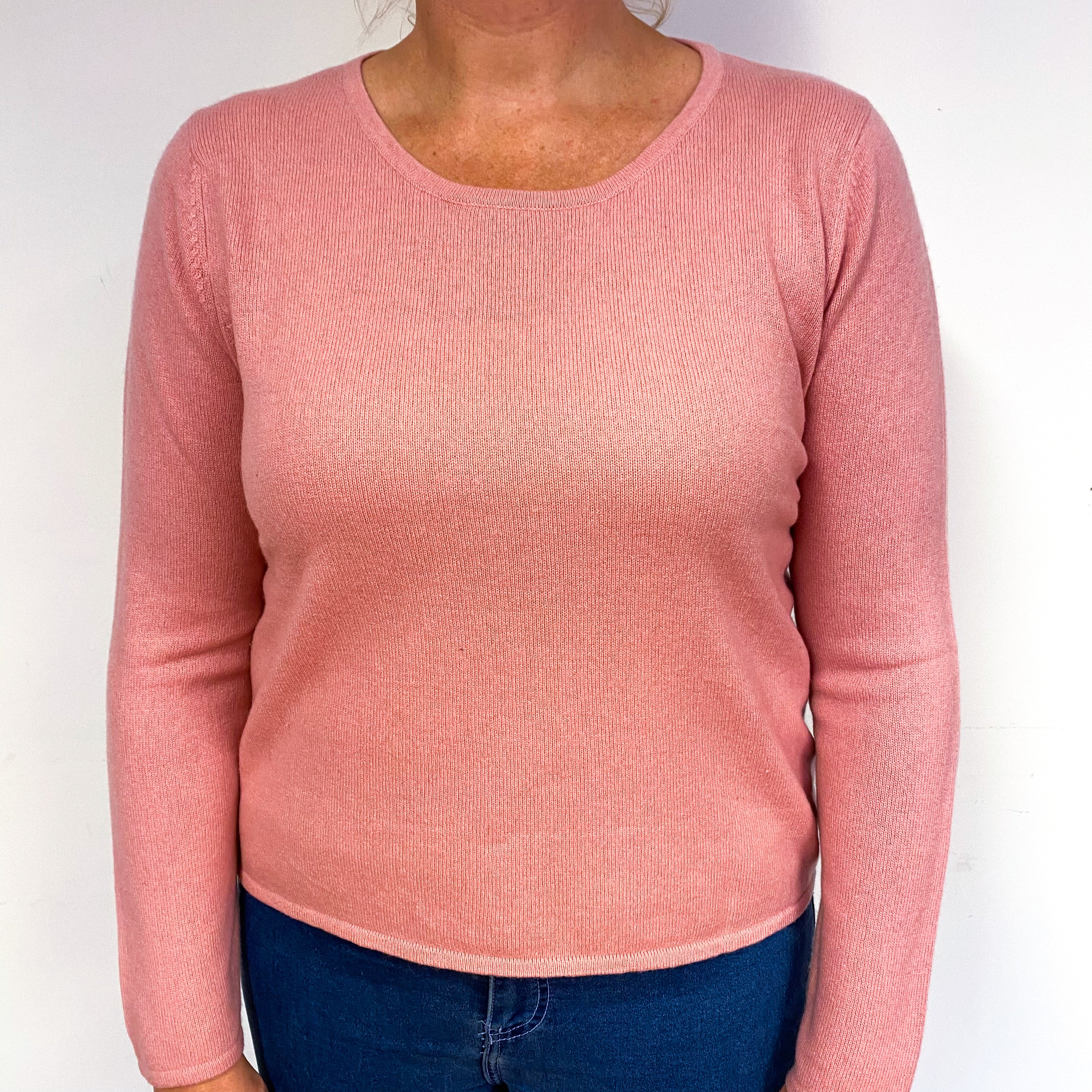 Blush Pink Cashmere Crew Neck Jumper Large