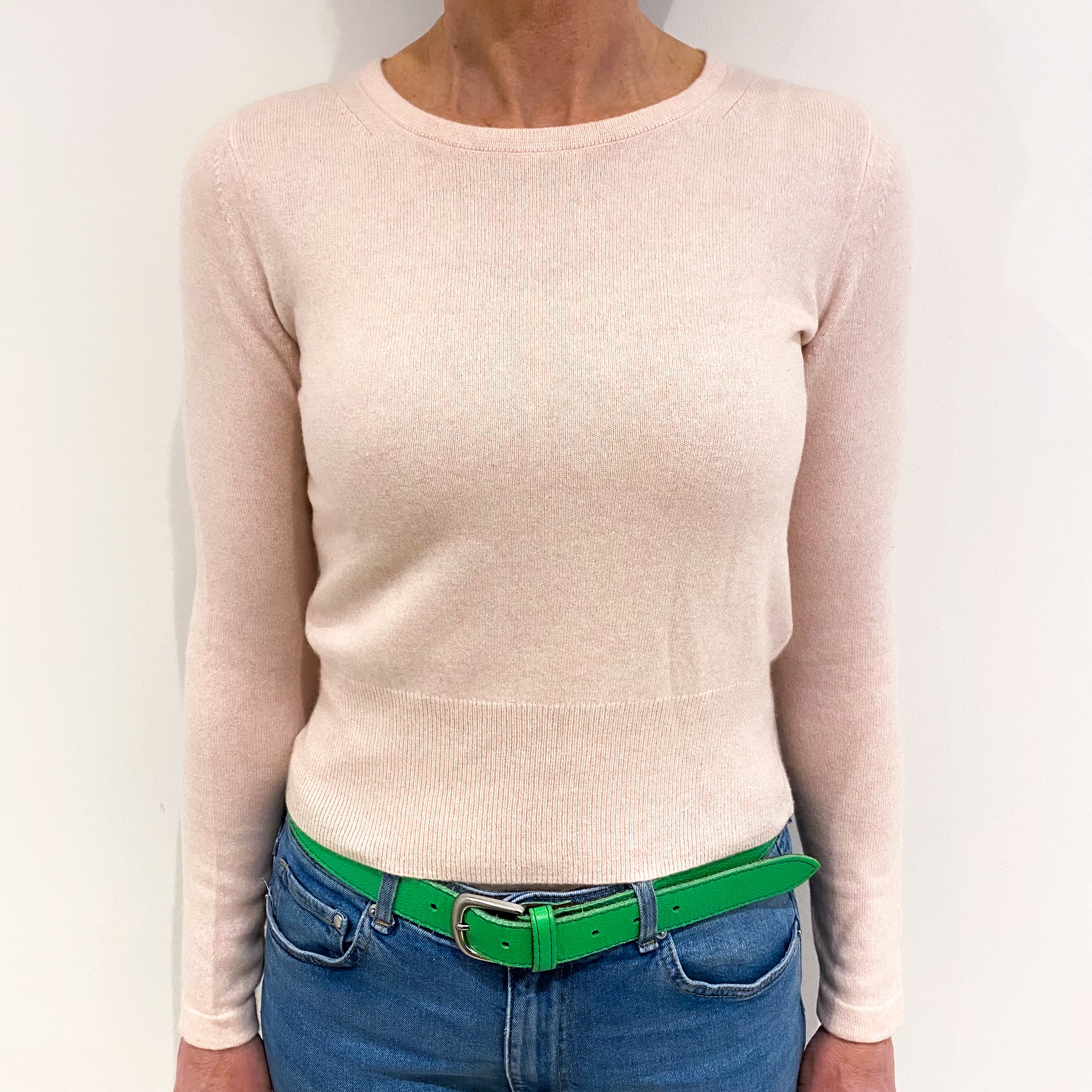 Ice Pink Cashmere Crew Neck Cropped Jumper Small