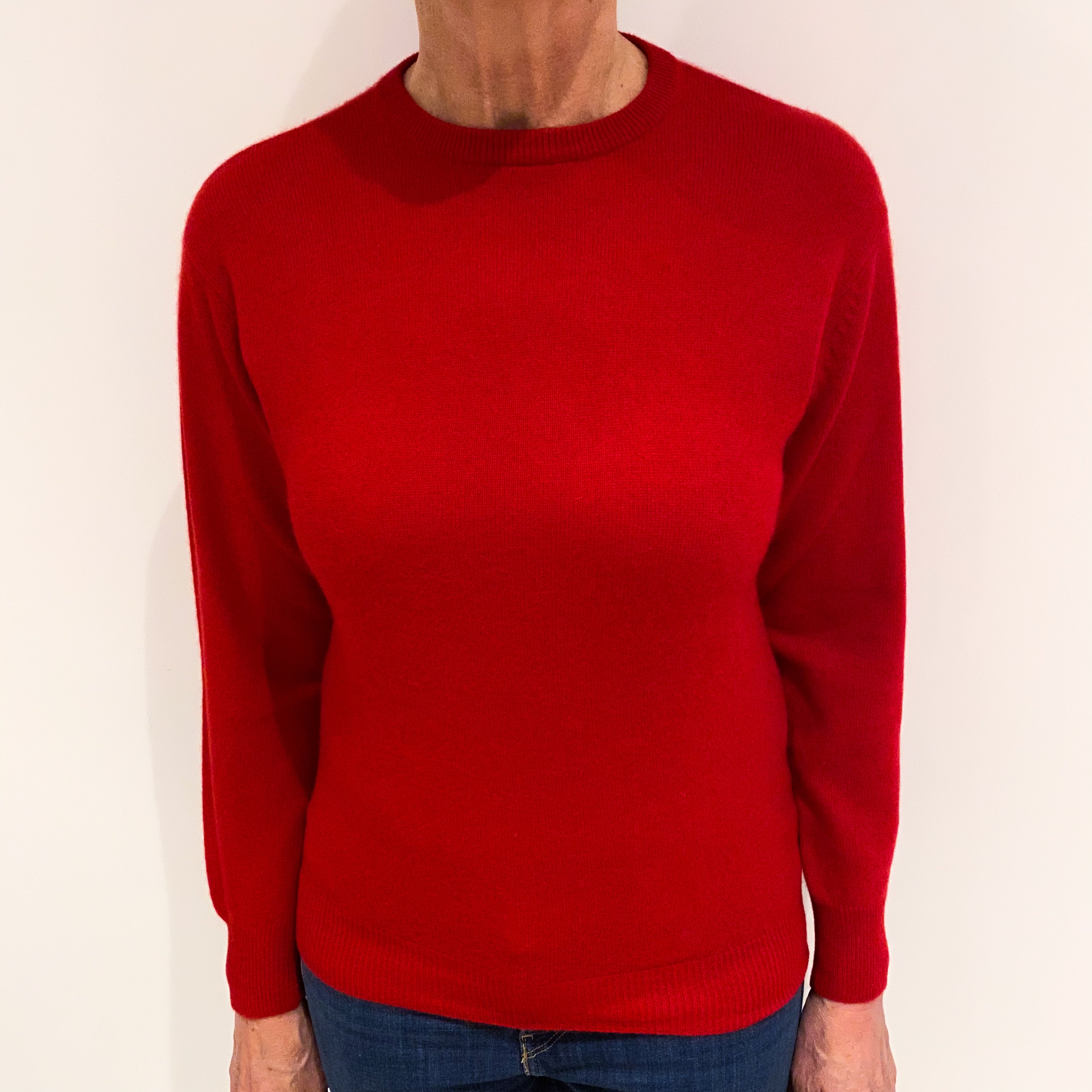 Scarlet Red Cashmere Crew Neck Jumper Medium