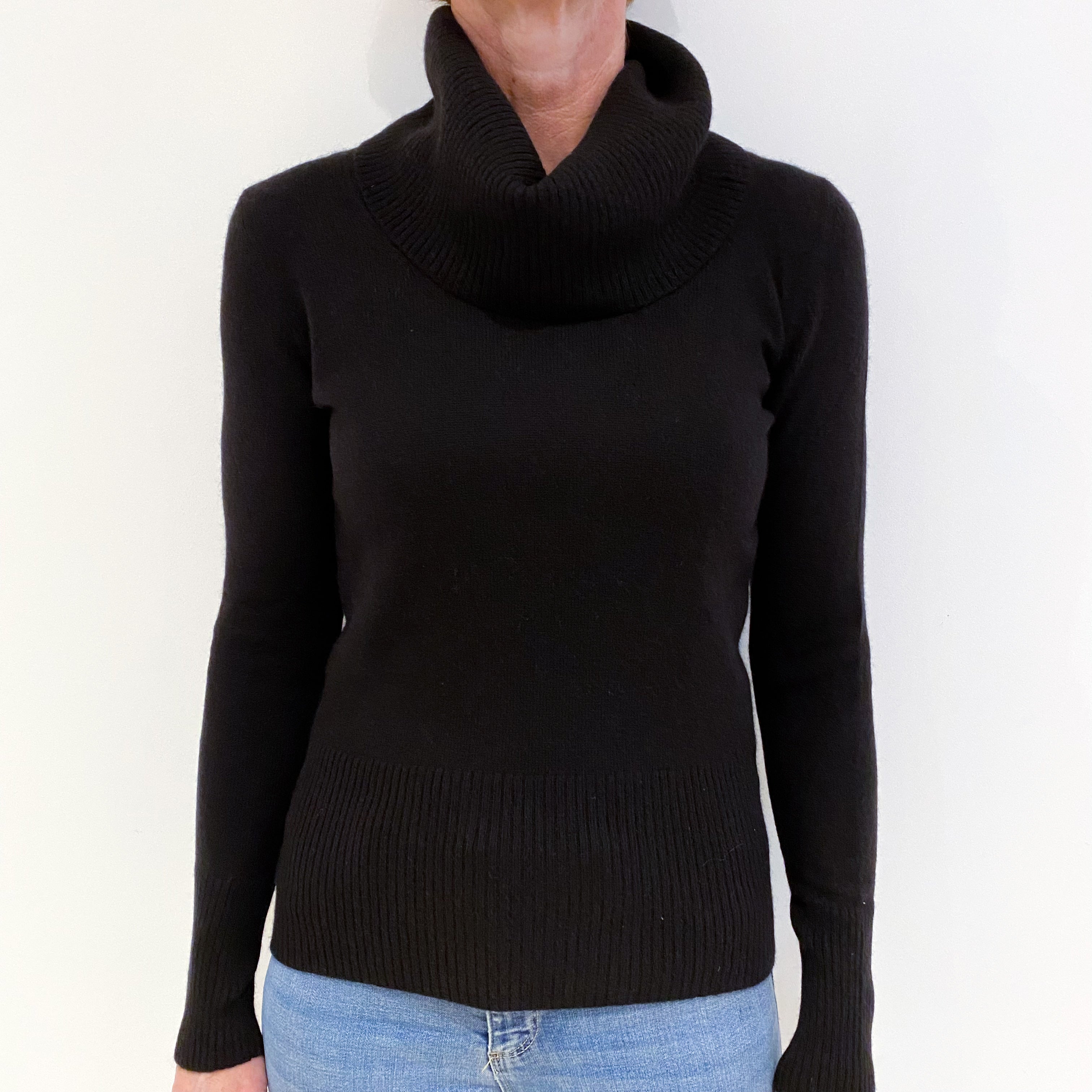 Black Cashmere Cowl Neck Jumper Small