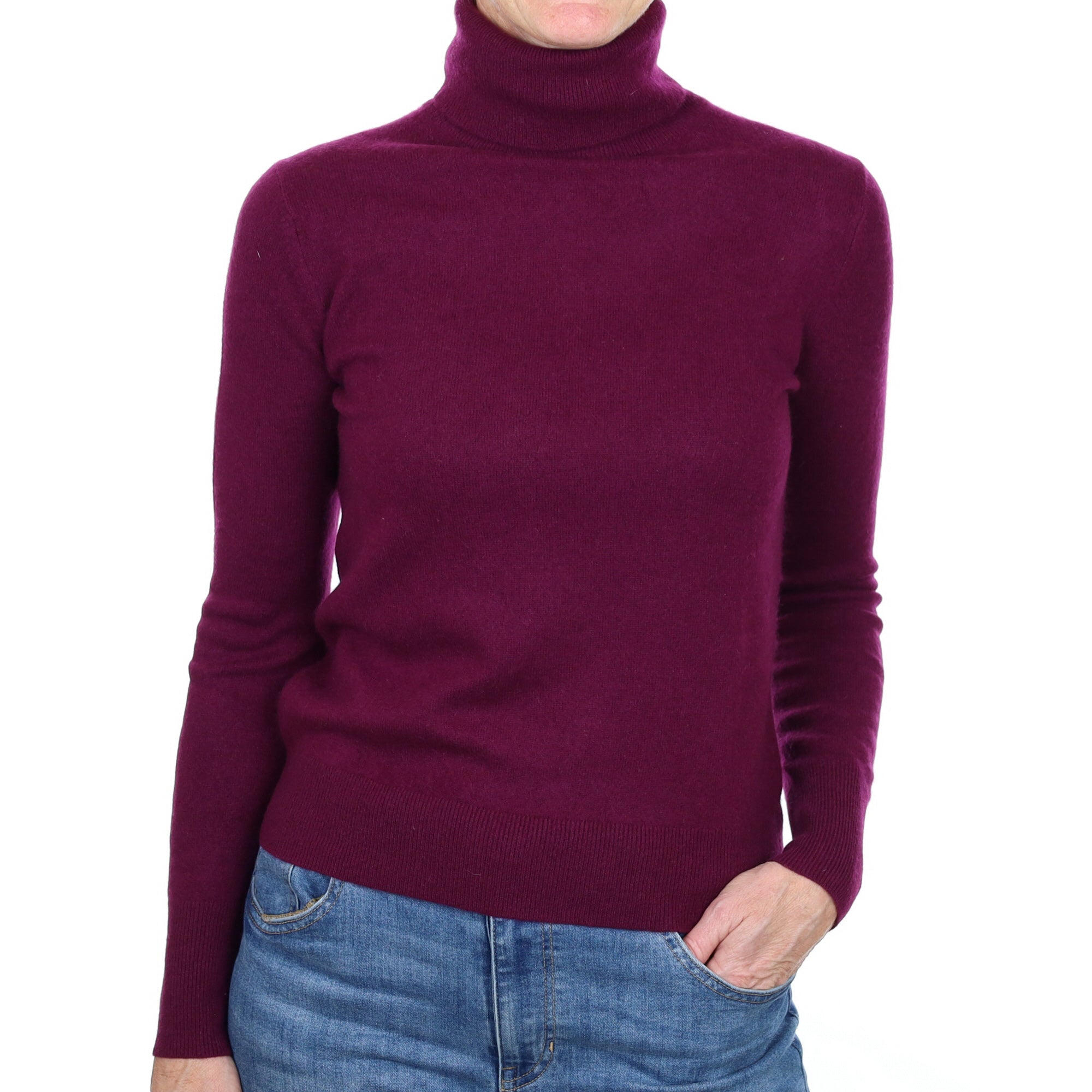 Mulberry Purple Cashmere Polo Neck Jumper Small