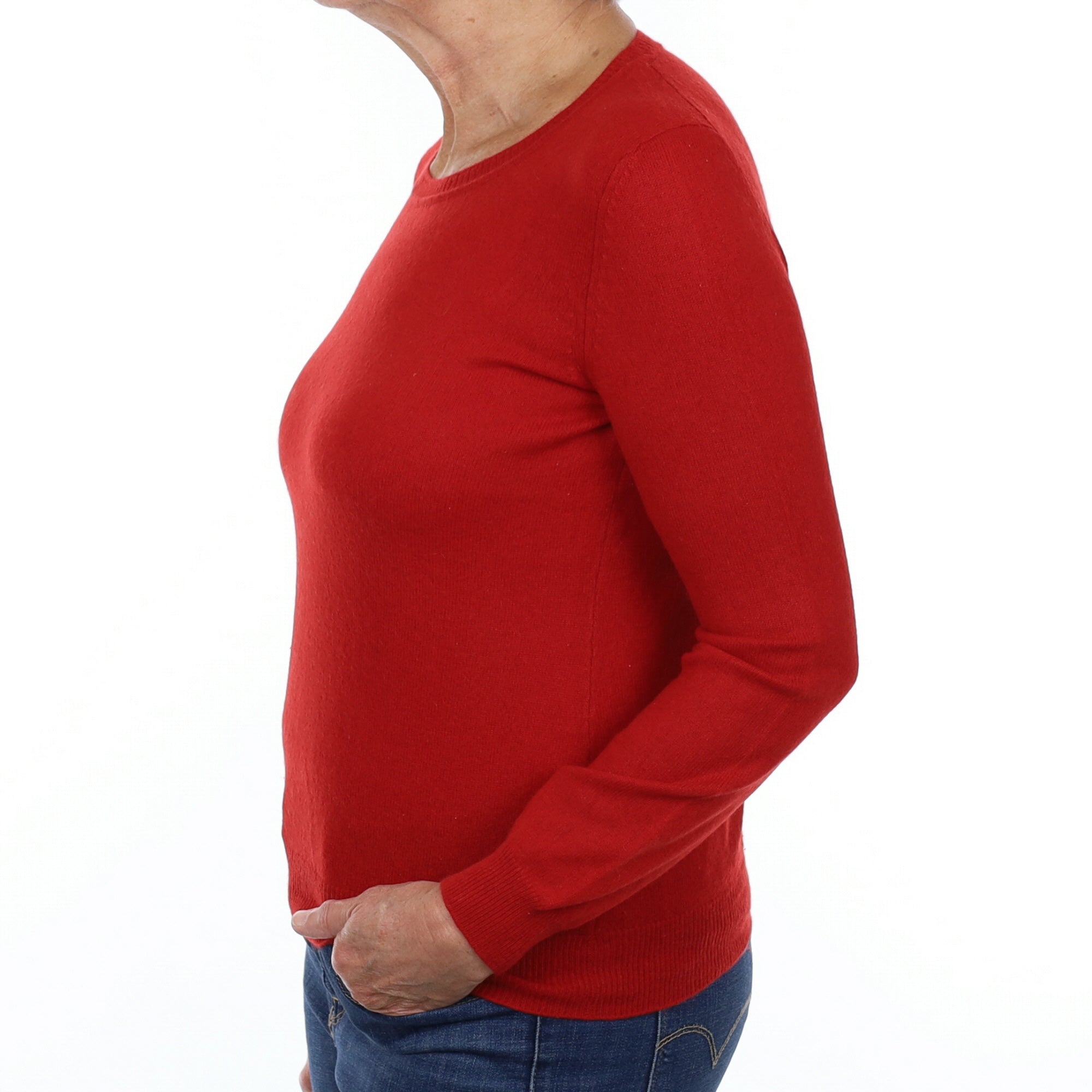 Spanish Red Cashmere Crew Neck Jumper Medium