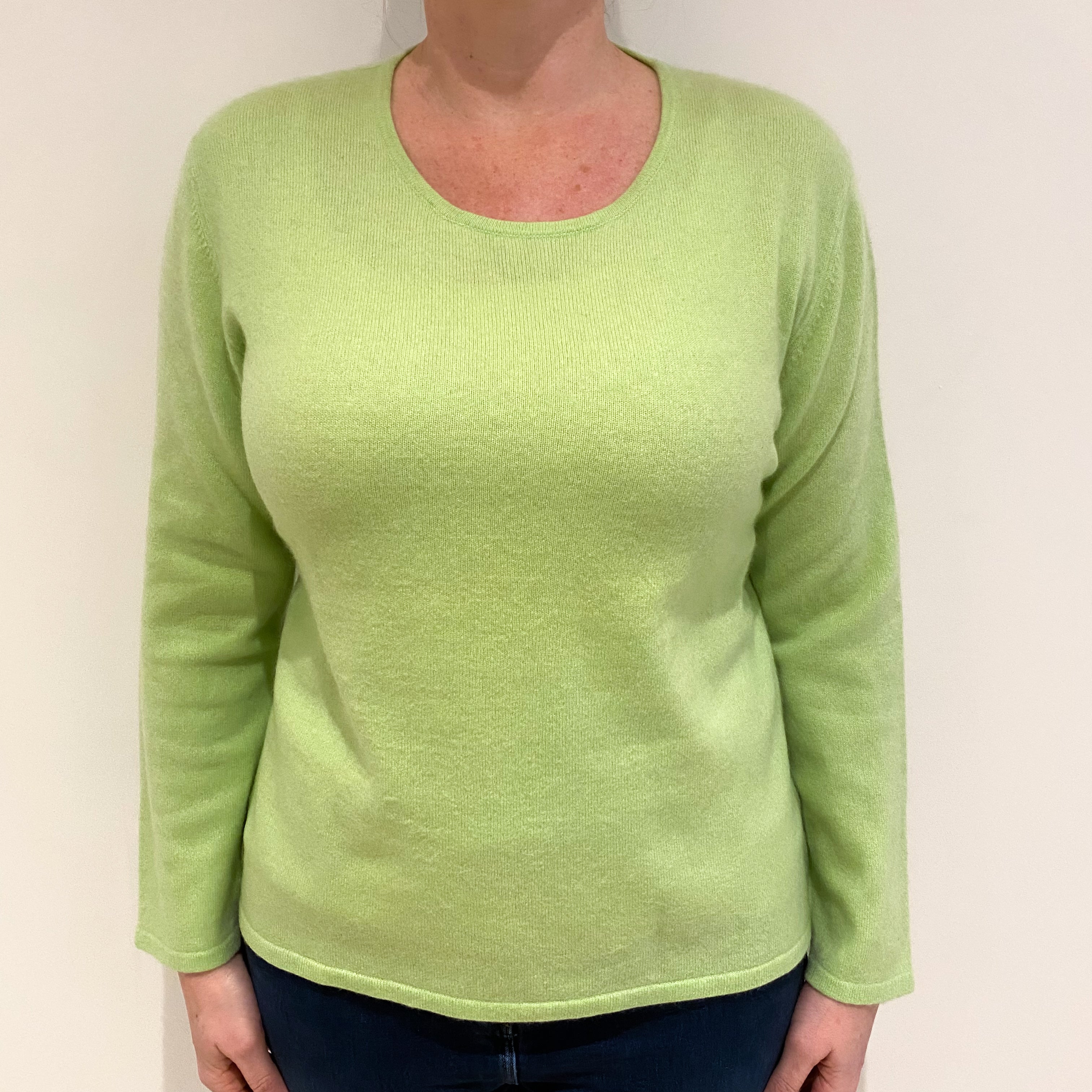 Lime Green Cashmere Crew Neck Jumper Large