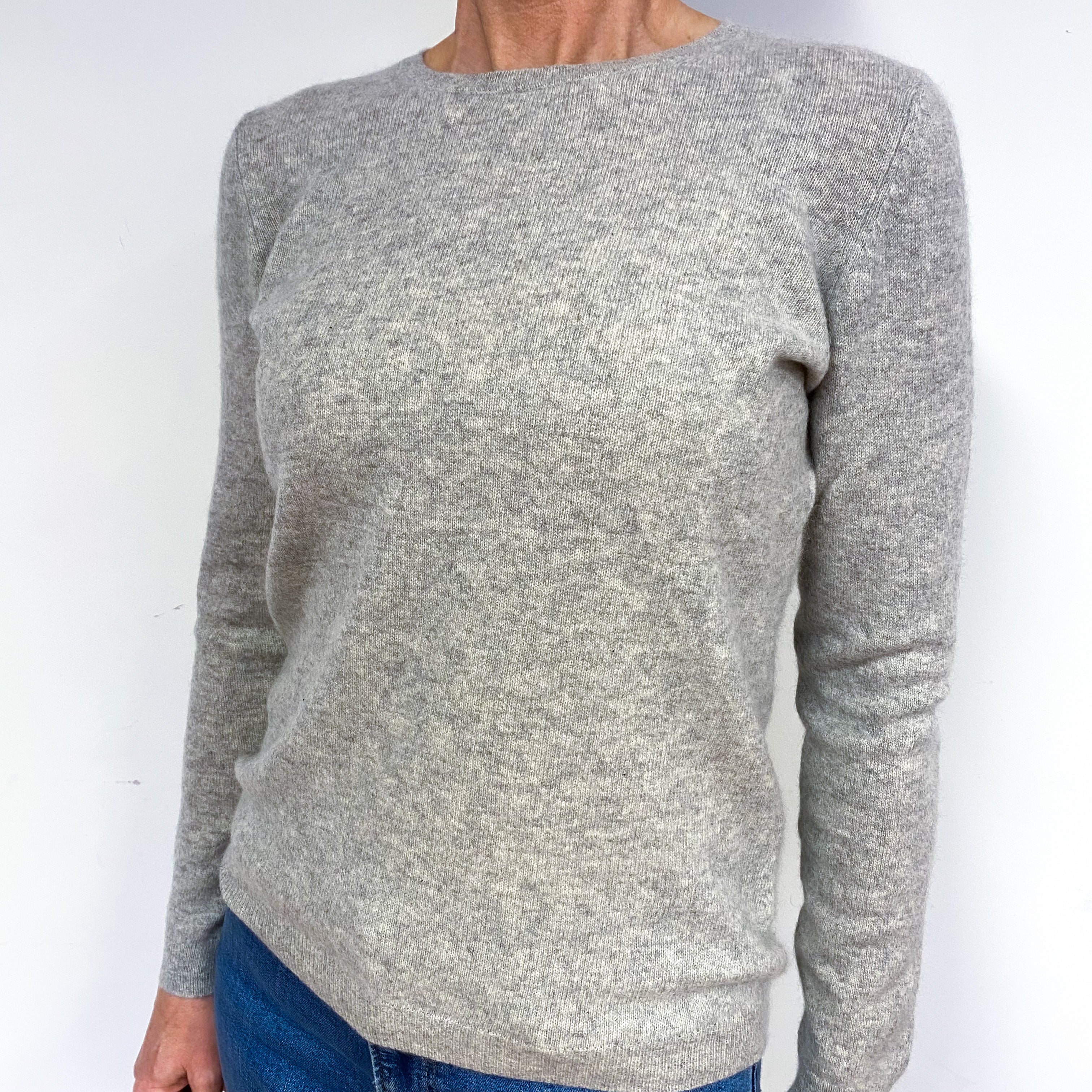 Soft Smoke Grey Cashmere Crew Neck Jumper Medium
