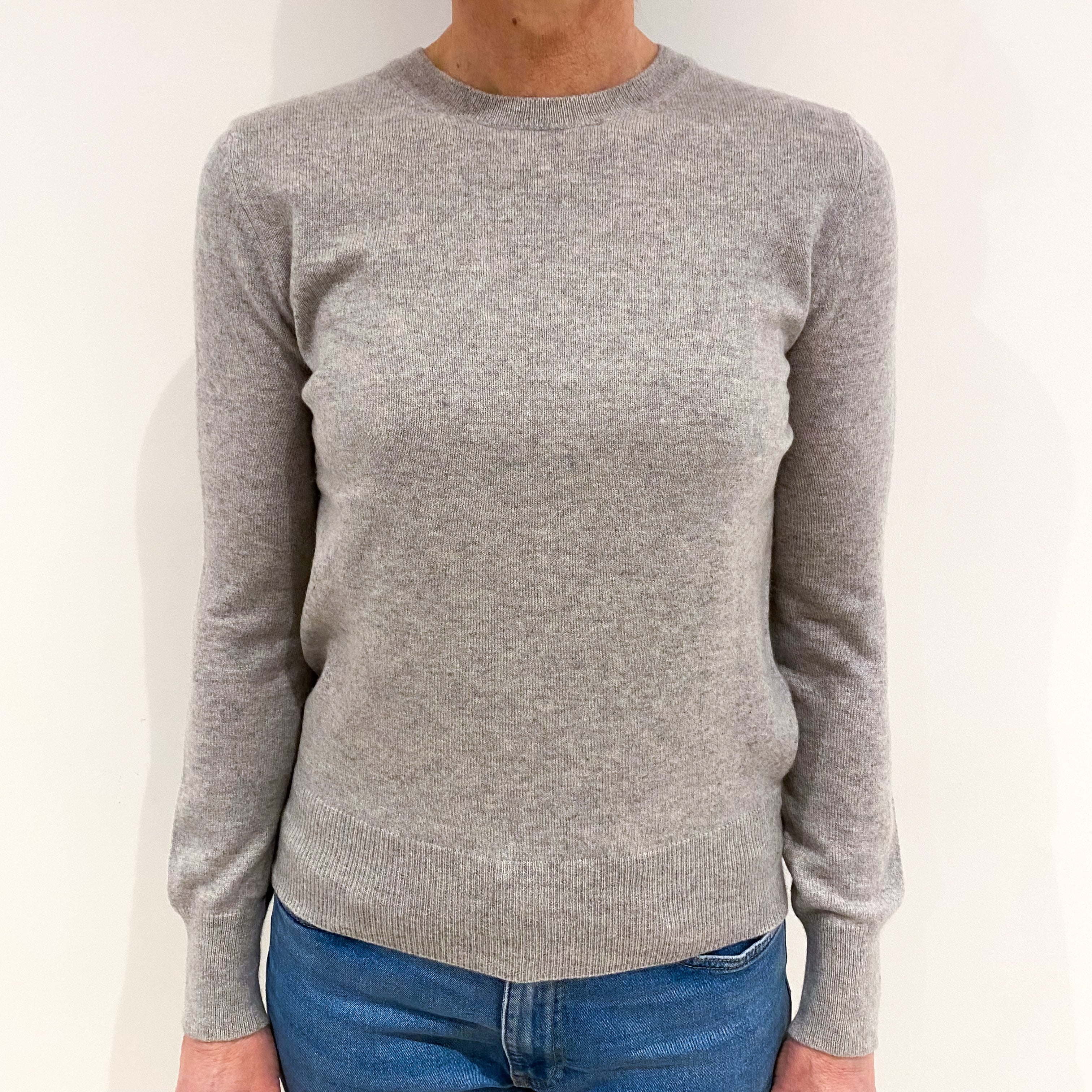 Smoke Grey Cashmere Crew Neck Jumper Small