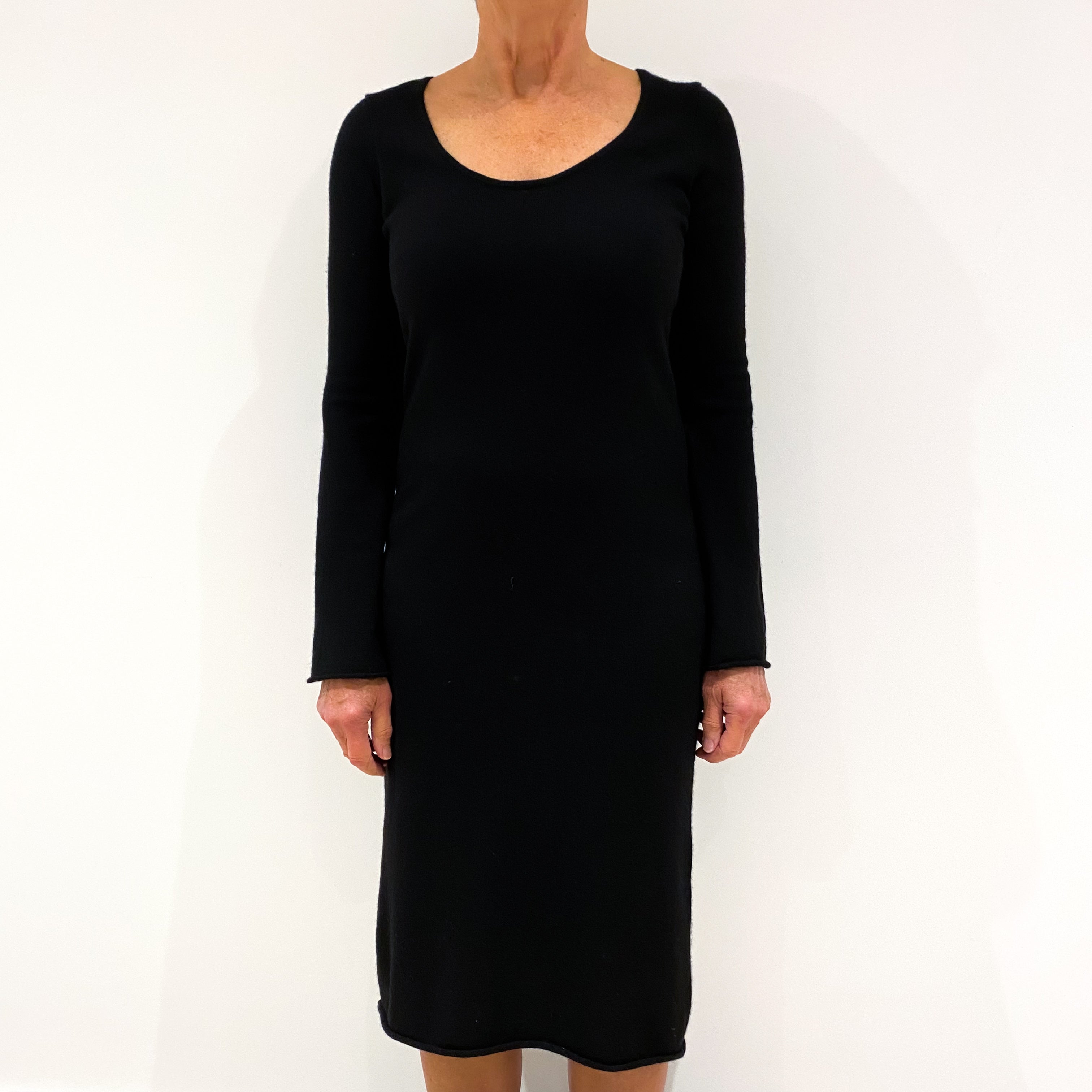 Black Cashmere Crew Neck Dress Medium