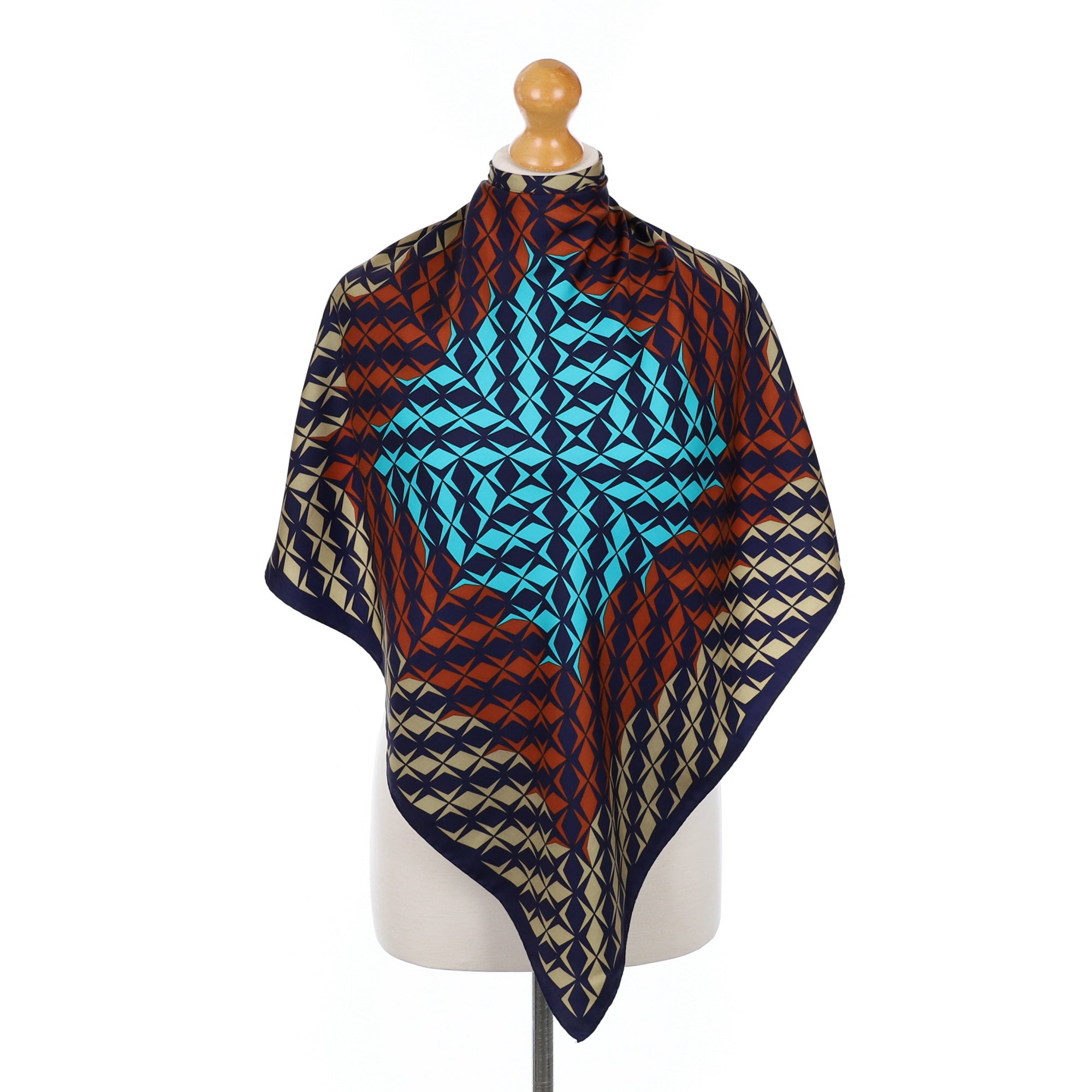 Geometric Vintage Silk Scarf