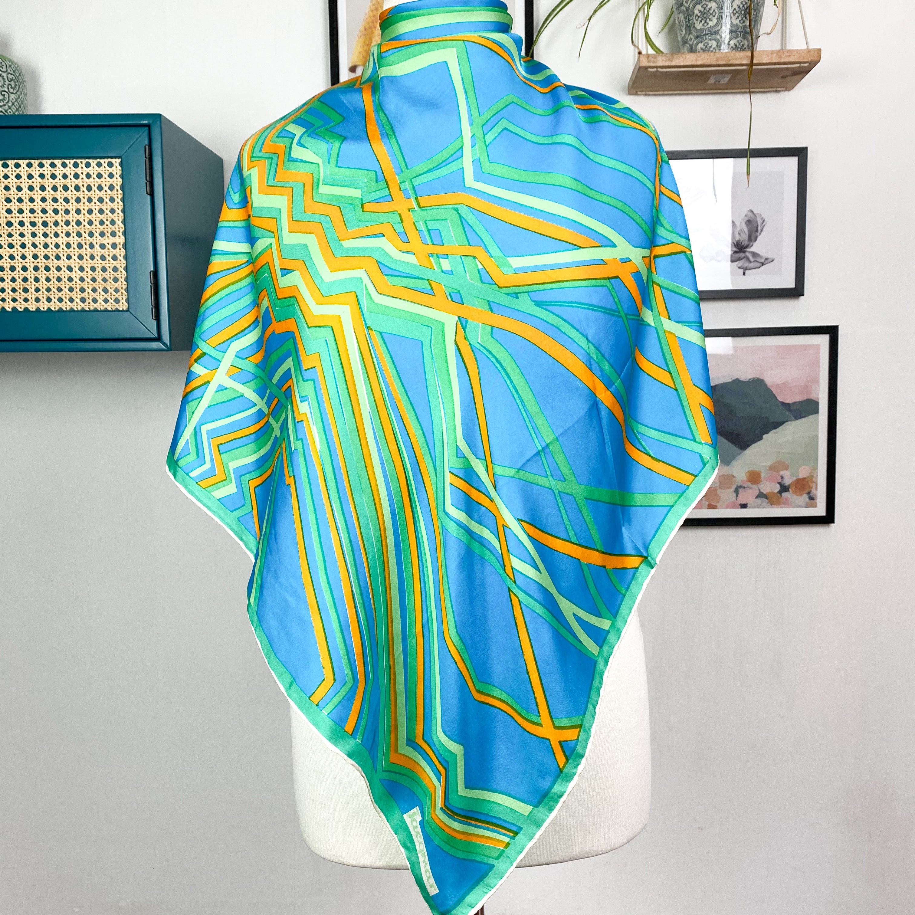 1970s Abstract Jacqmar Vintage Silk Scarf