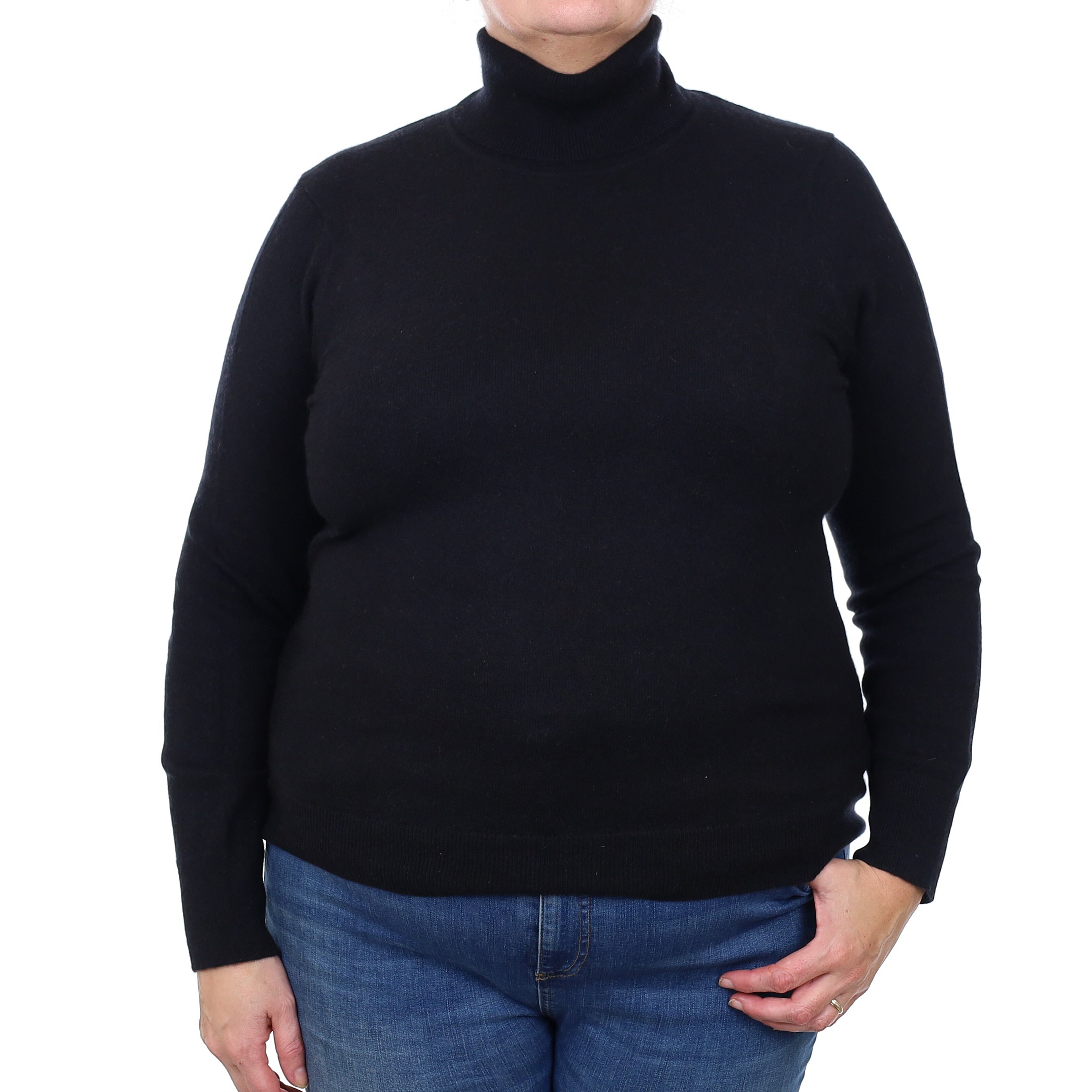 Black Cashmere Polo Neck Jumper Extra Large