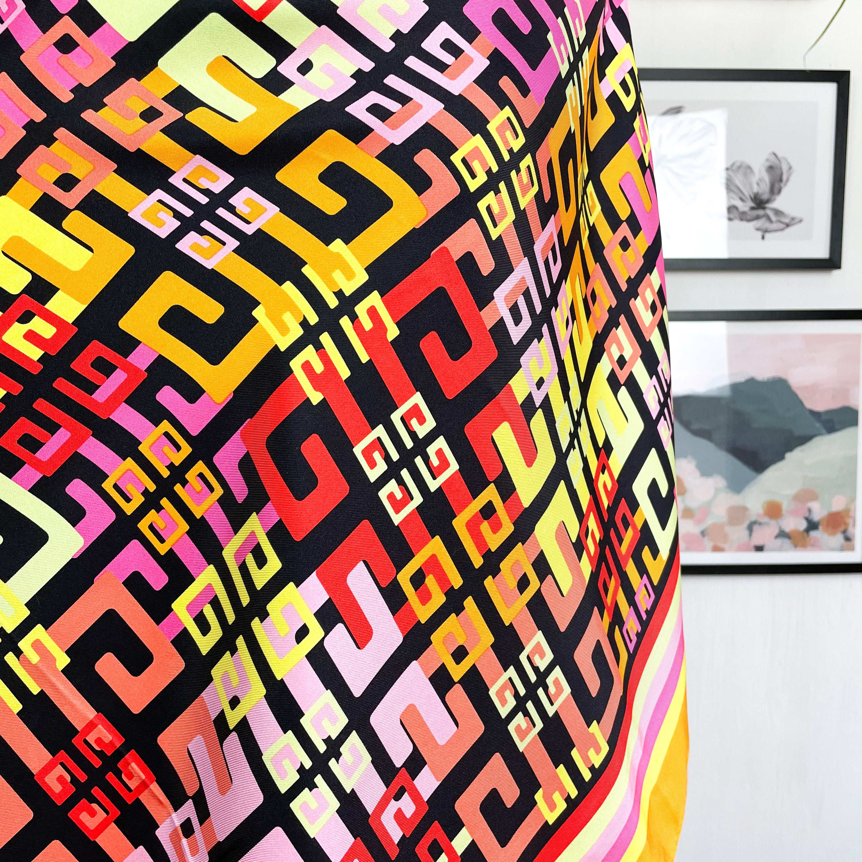 Givenchy Psychedelic Designer Vintage Silk Scarf